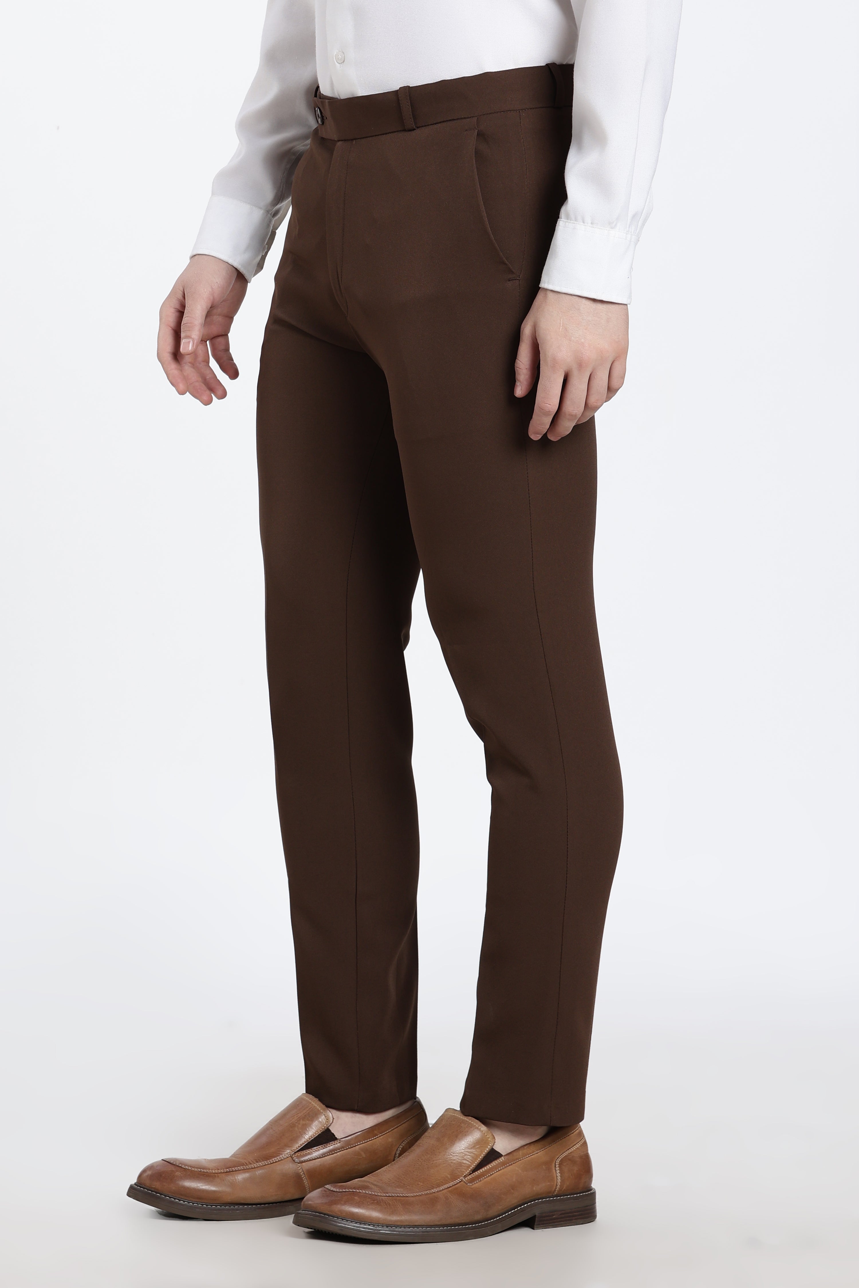 Men’s Dark Brown Premium Formal Barbie Lycra Trouser