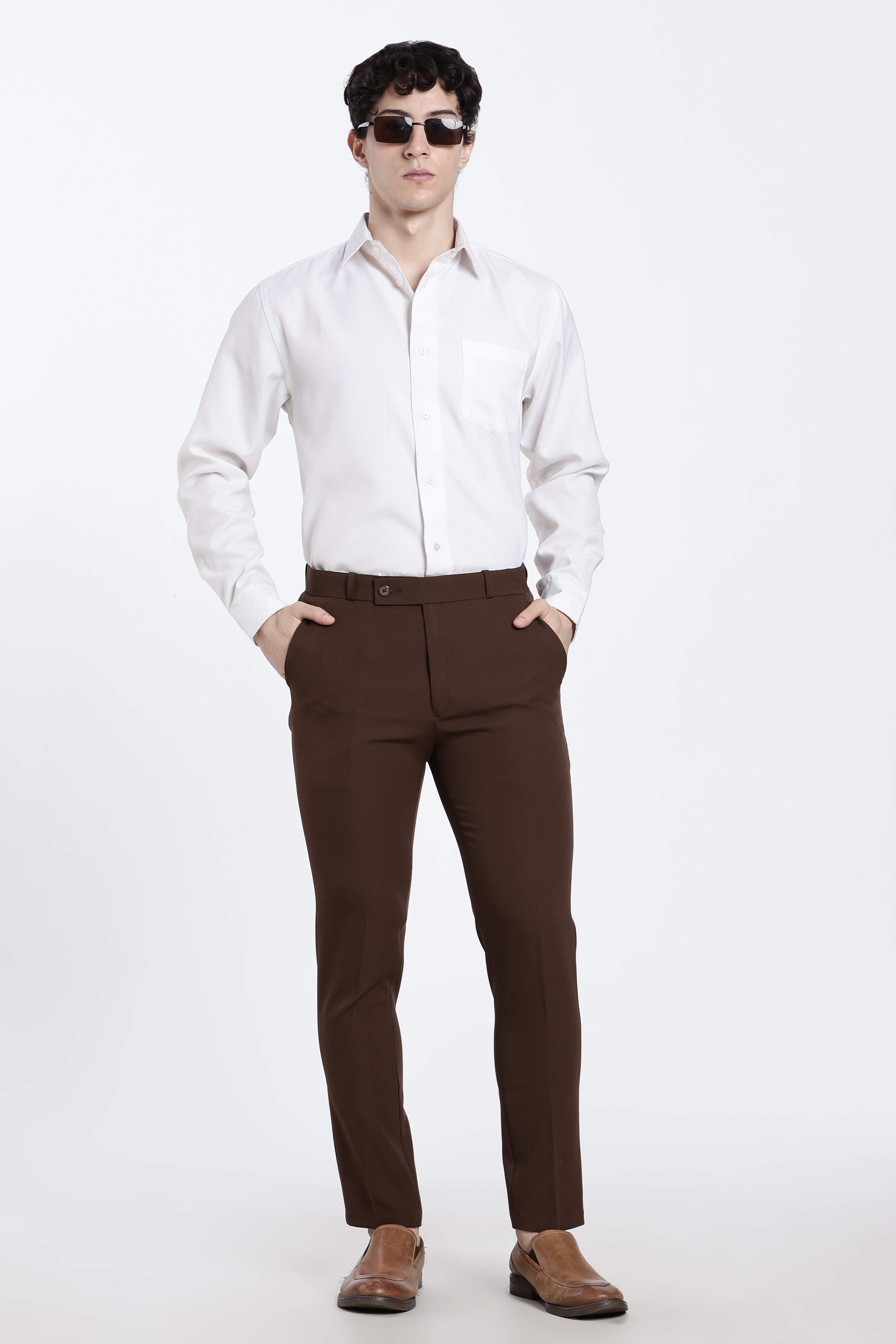 Men’s Dark Brown Premium Formal Barbie Lycra Trouser
