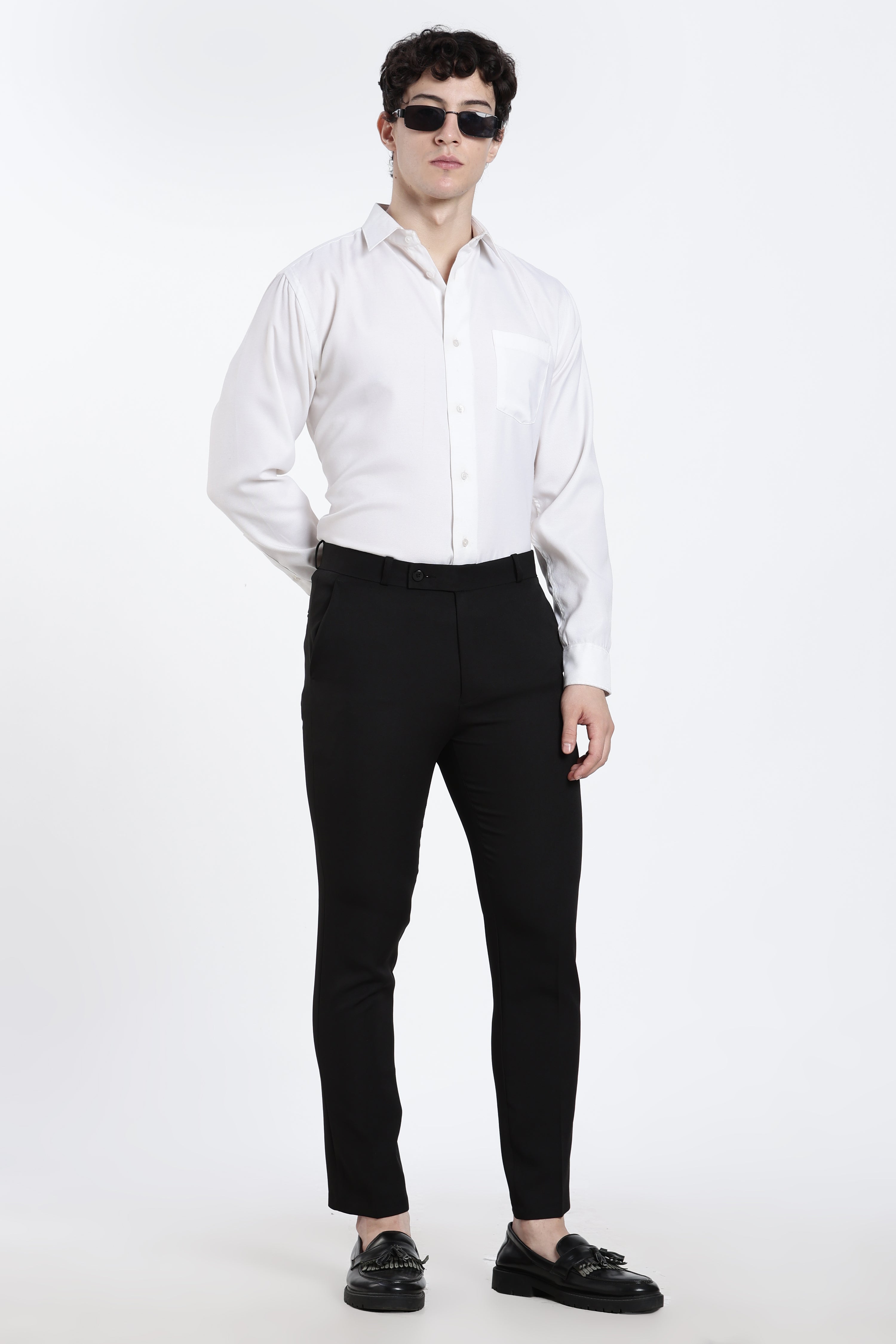 Men’s Jet Black Premium Formal Barbie Lycra Trouser
