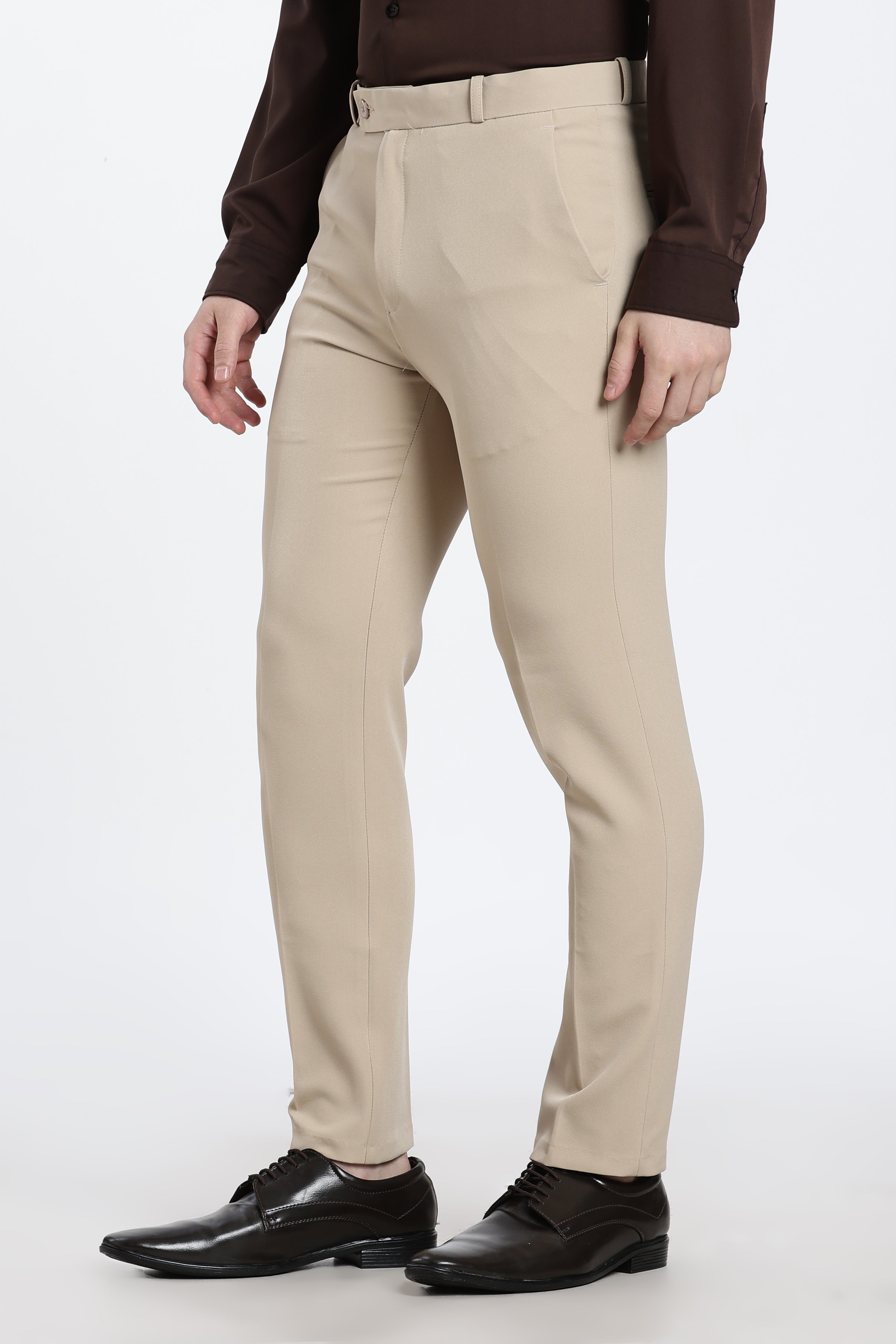 Men’s Cream Beige Premium Formal Barbie Lycra Trouser