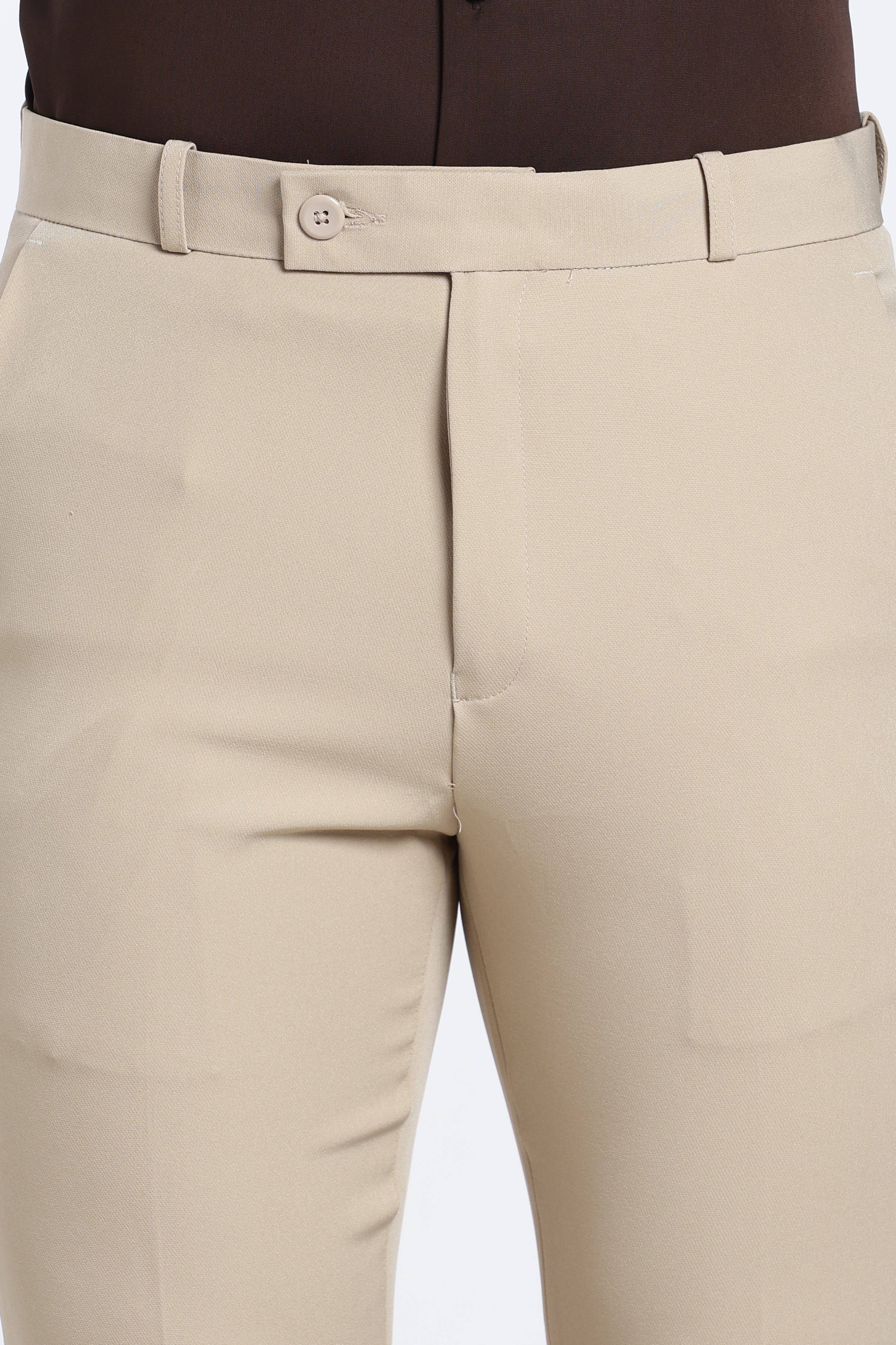 Men’s Cream Beige Premium Formal Barbie Lycra Trouser