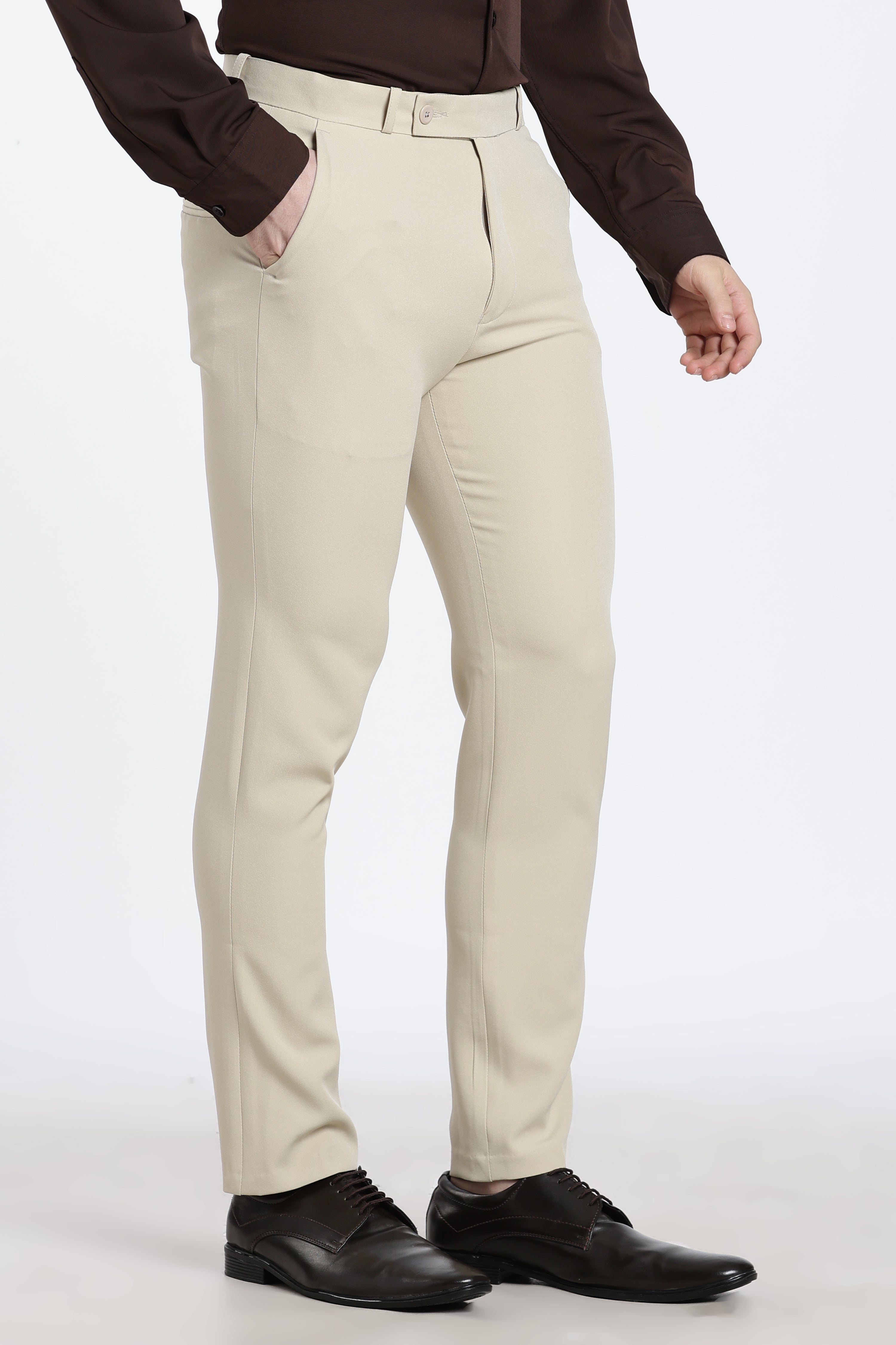 Men’s Greenish White Premium Formal Barbie Lycra Trouser
