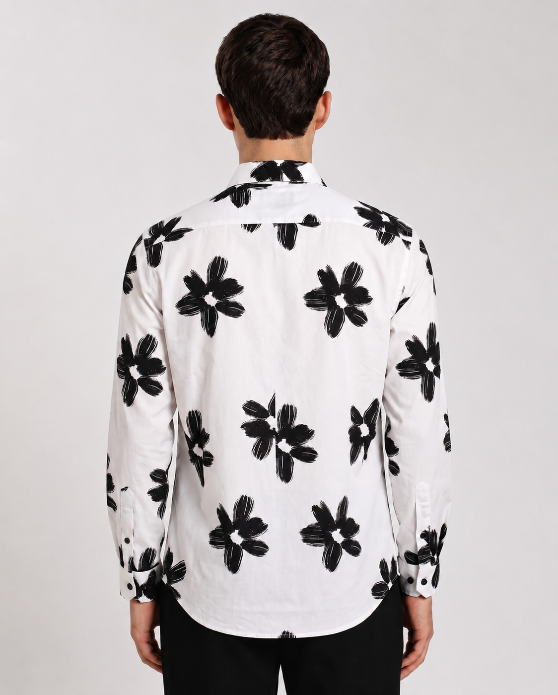 Off-White Floral Print Shirt for Men | Viscose Regular Fit Casual Shirt