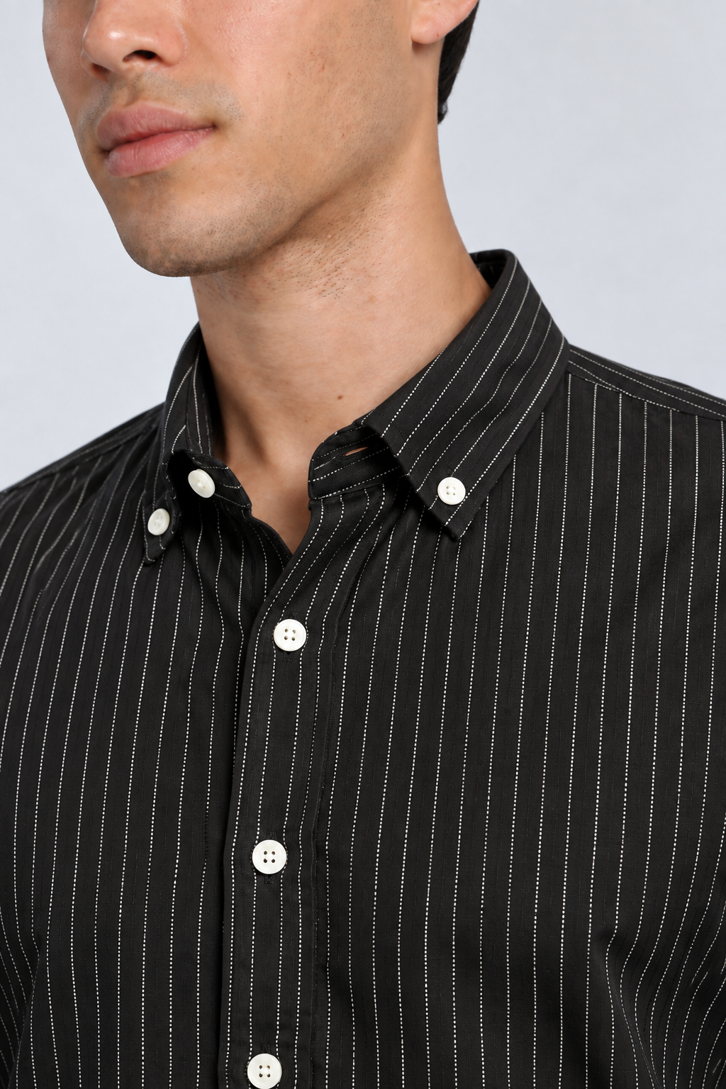 Men’s Black Striped Shirt-Slim Fit