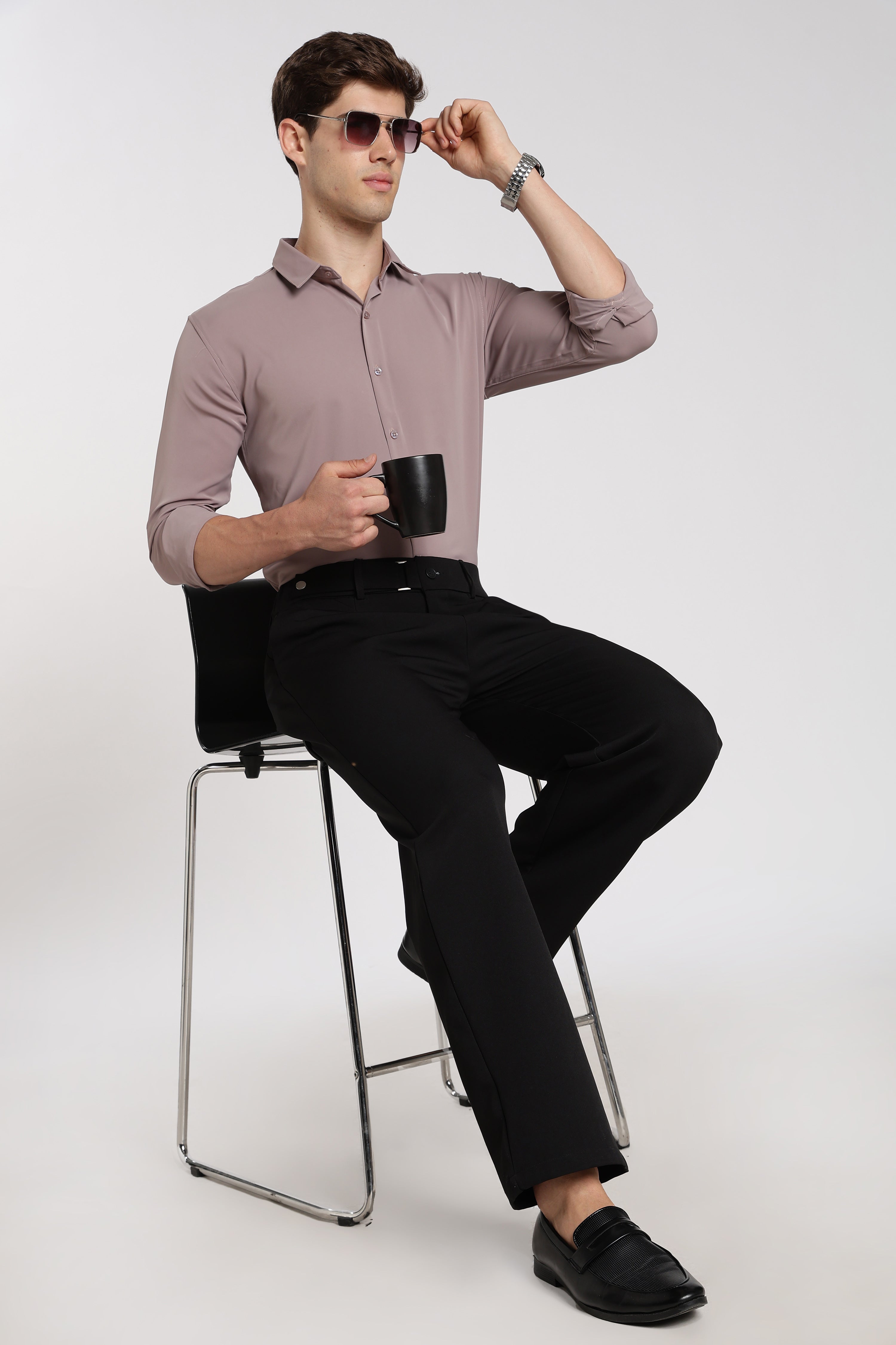 Men's Baby Pink Imported Japanese Lycra Formal Shirt