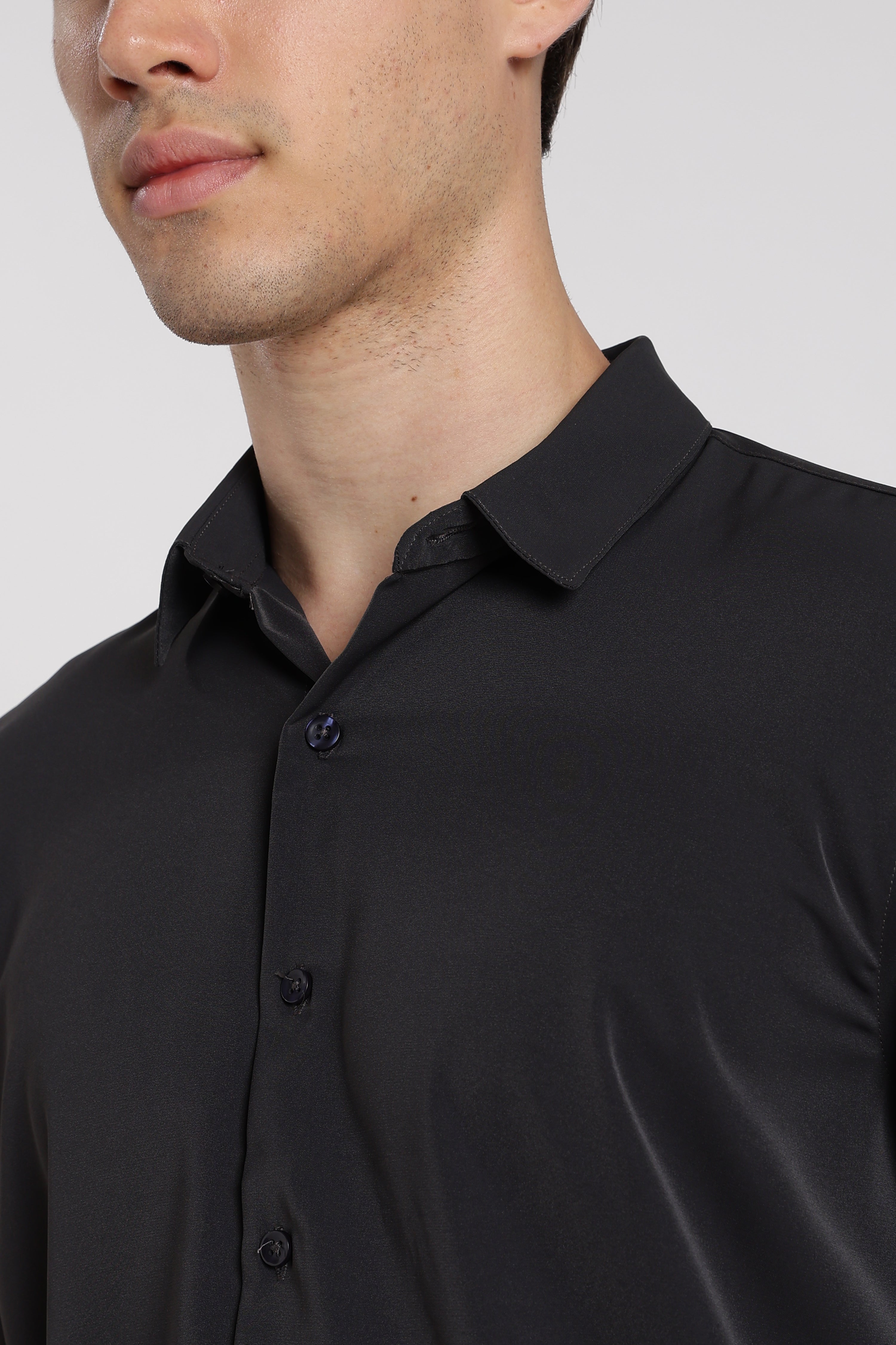 Men’s Black Imported Japanese Lycra Formal Shirt