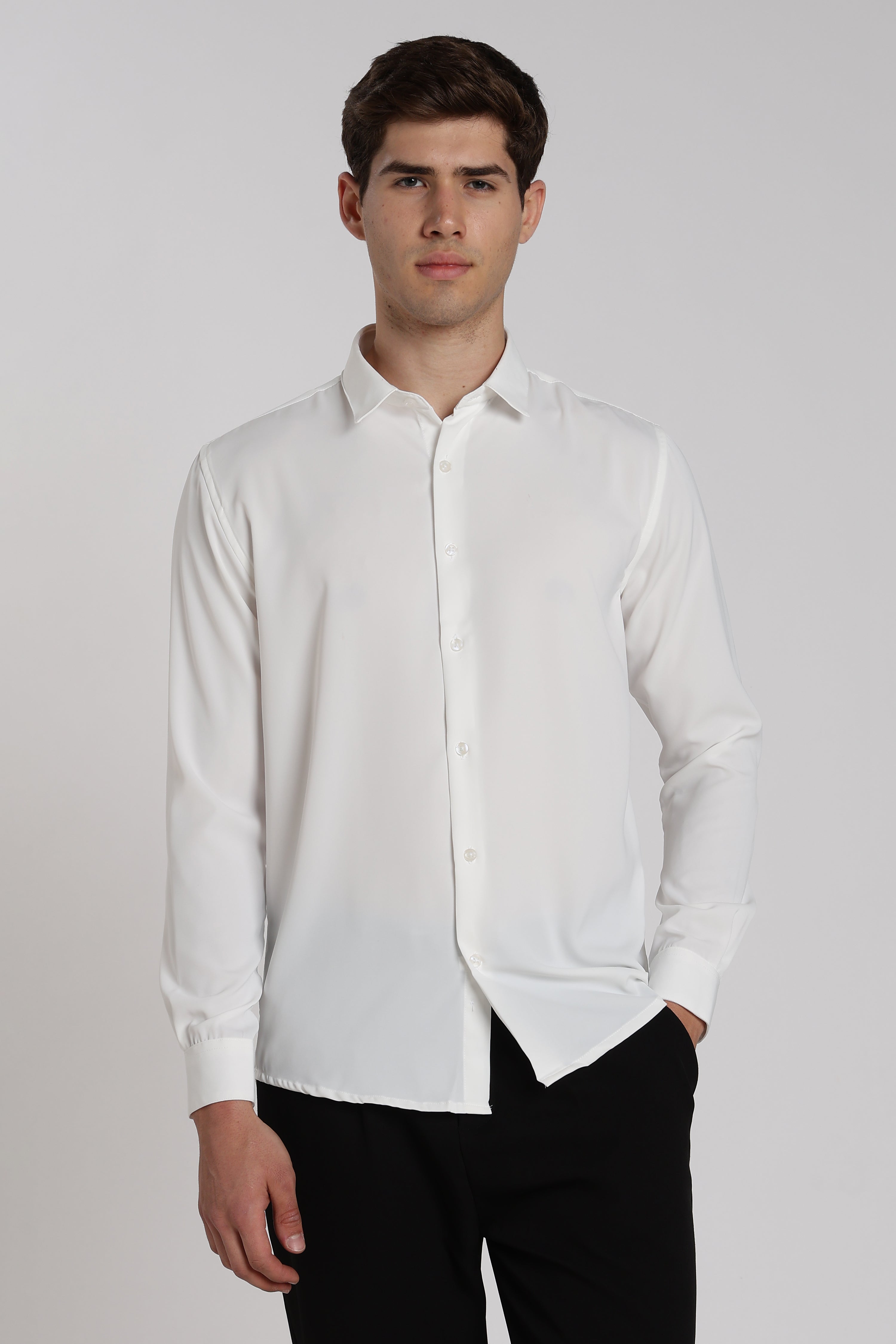 Men’s White Imported Japanese Lycra Formal Shirt