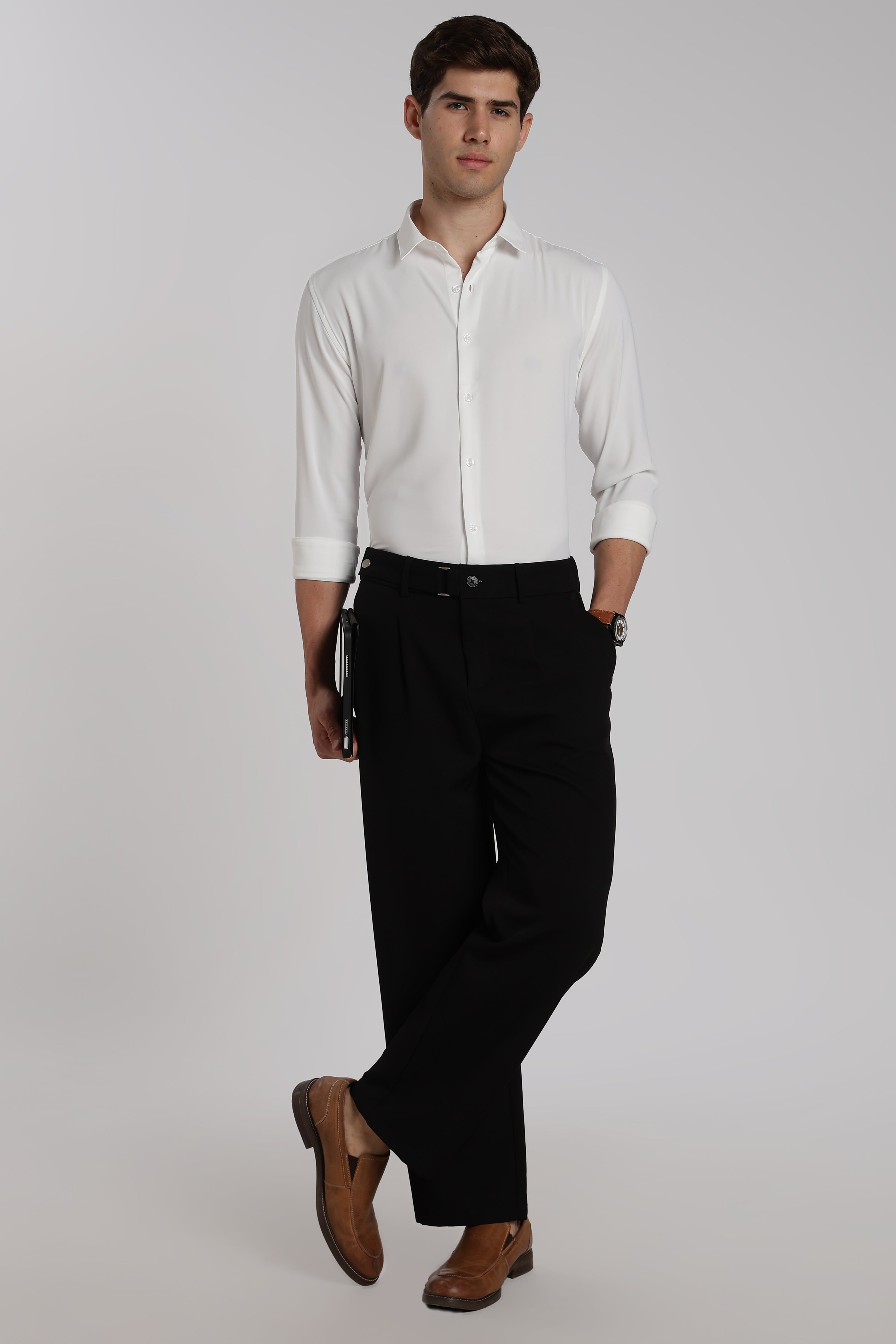 Men’s White Imported Japanese Lycra Formal Shirt