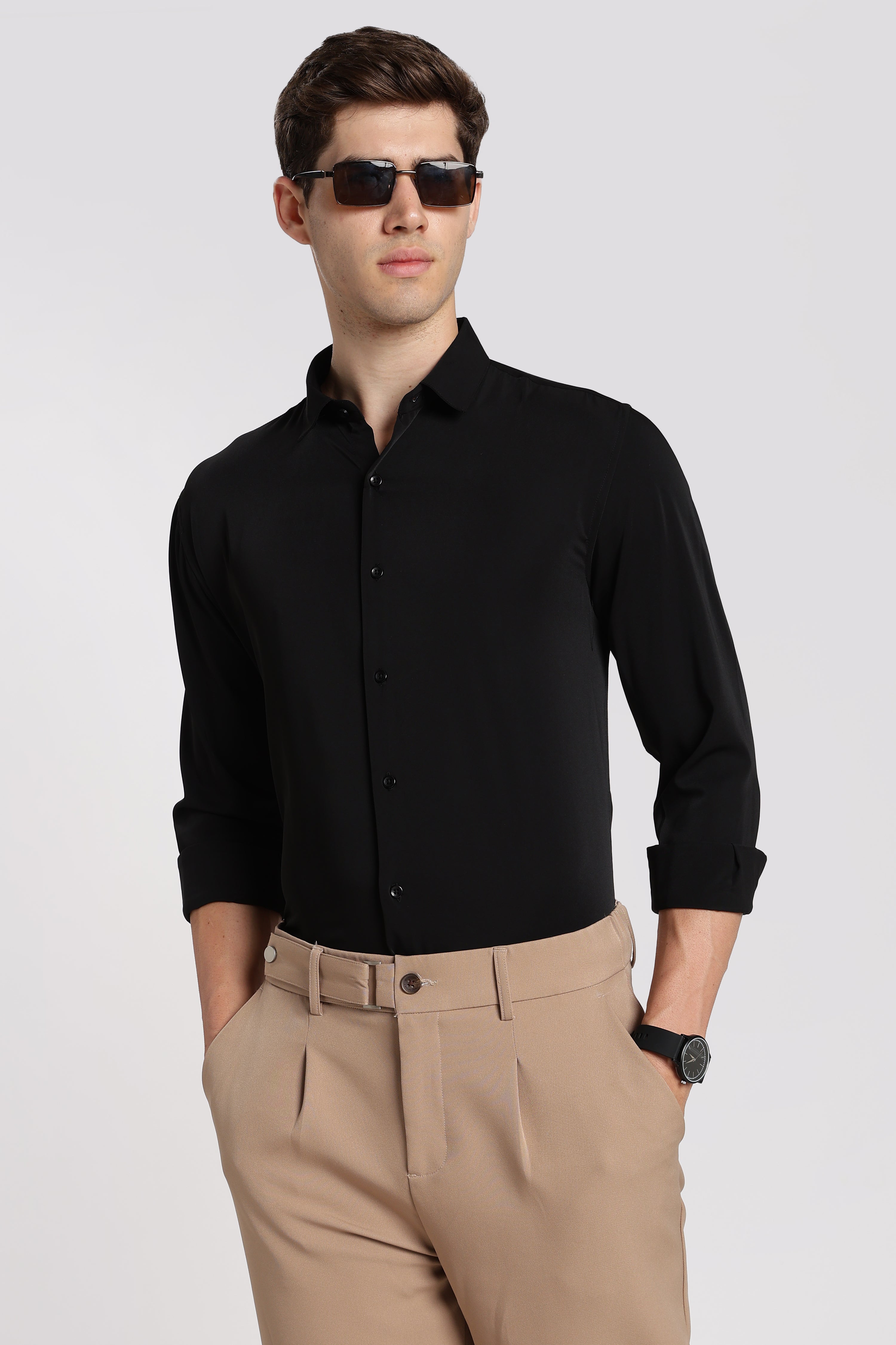 Men’s Charcoal Grey Imported Japanese Lycra Formal Shirt