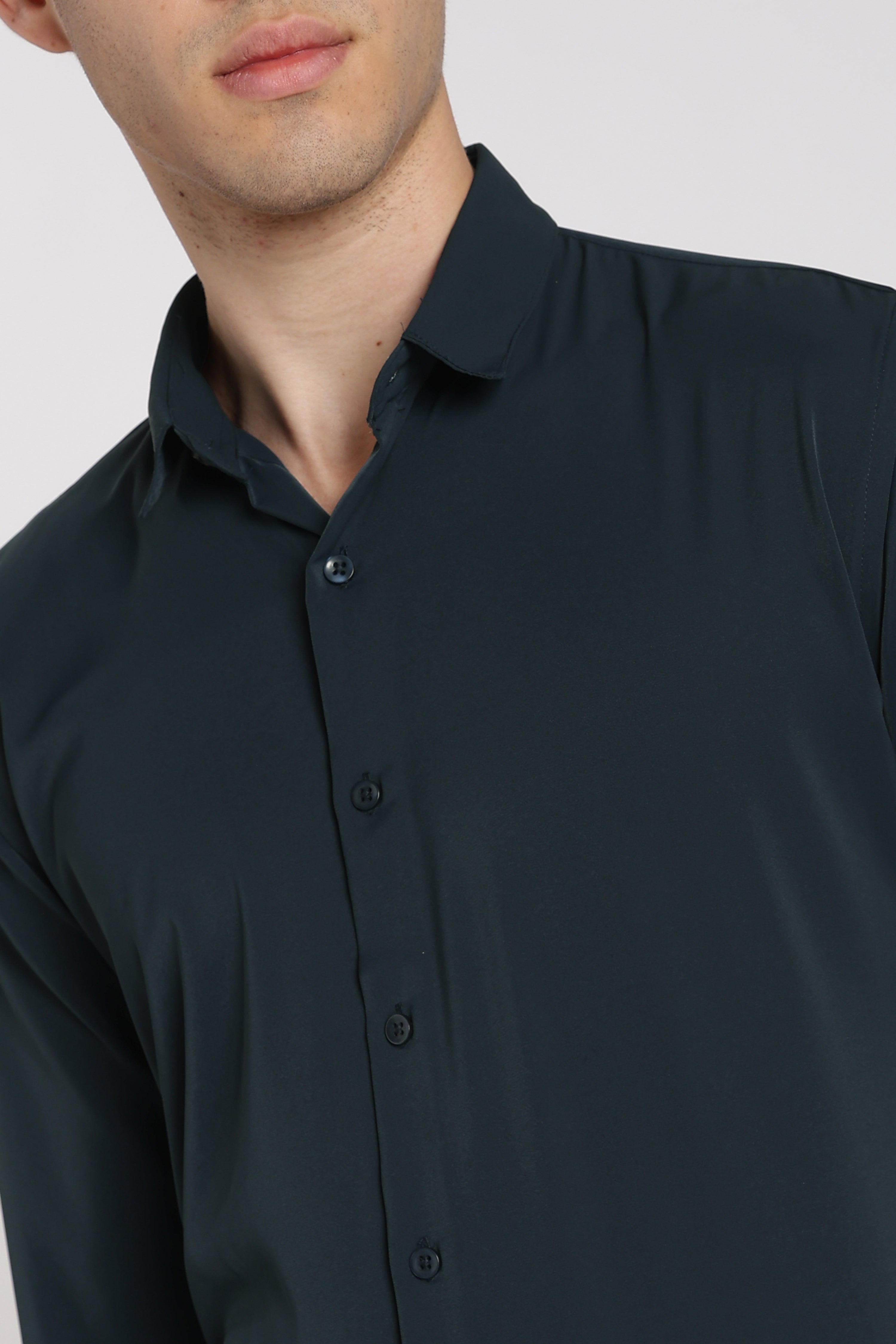 Men’s Teal Blue Imported Japanese Lycra Formal Shirt
