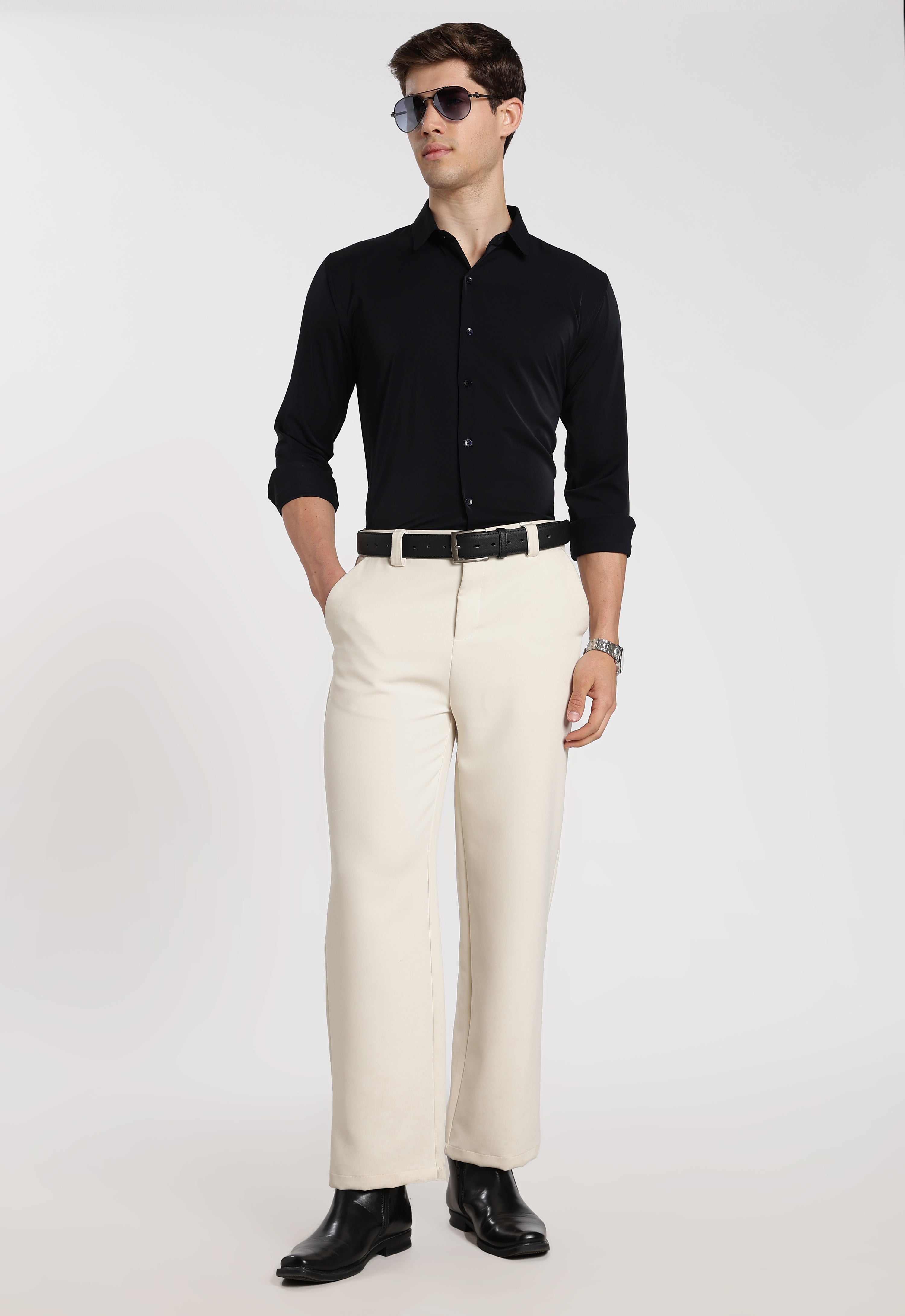 Men’s Dark Navy Blue Imported Japanese Lycra Formal Shirt
