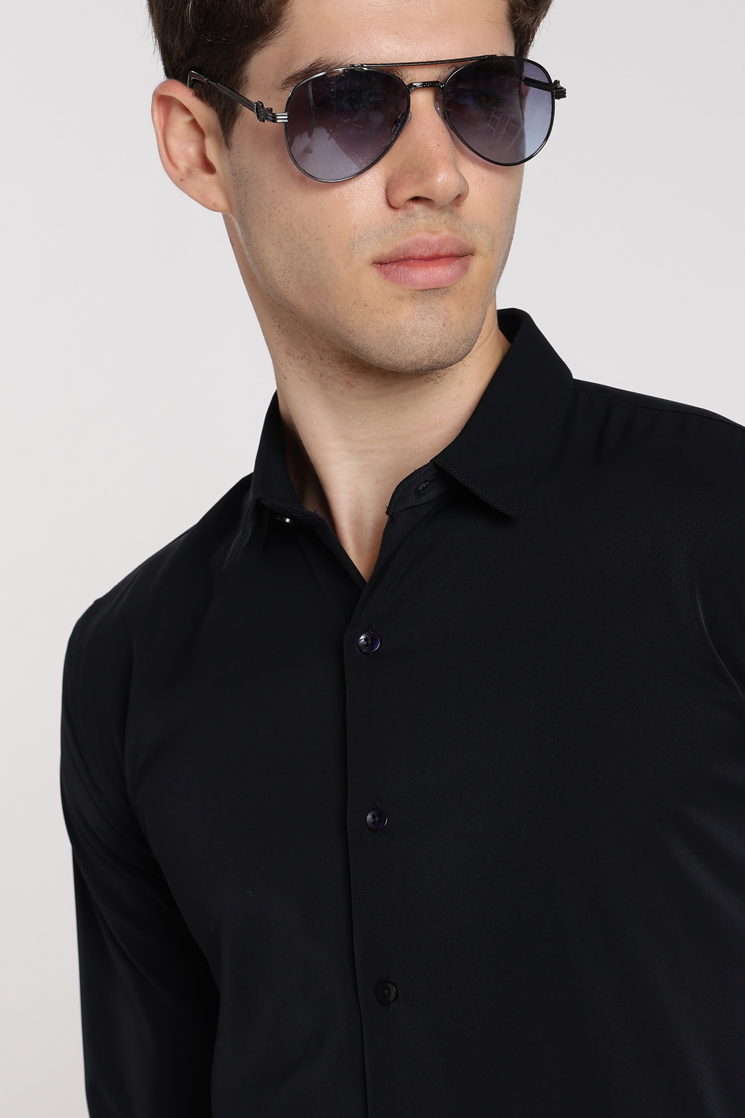 Men’s Dark Navy Blue Imported Japanese Lycra Formal Shirt