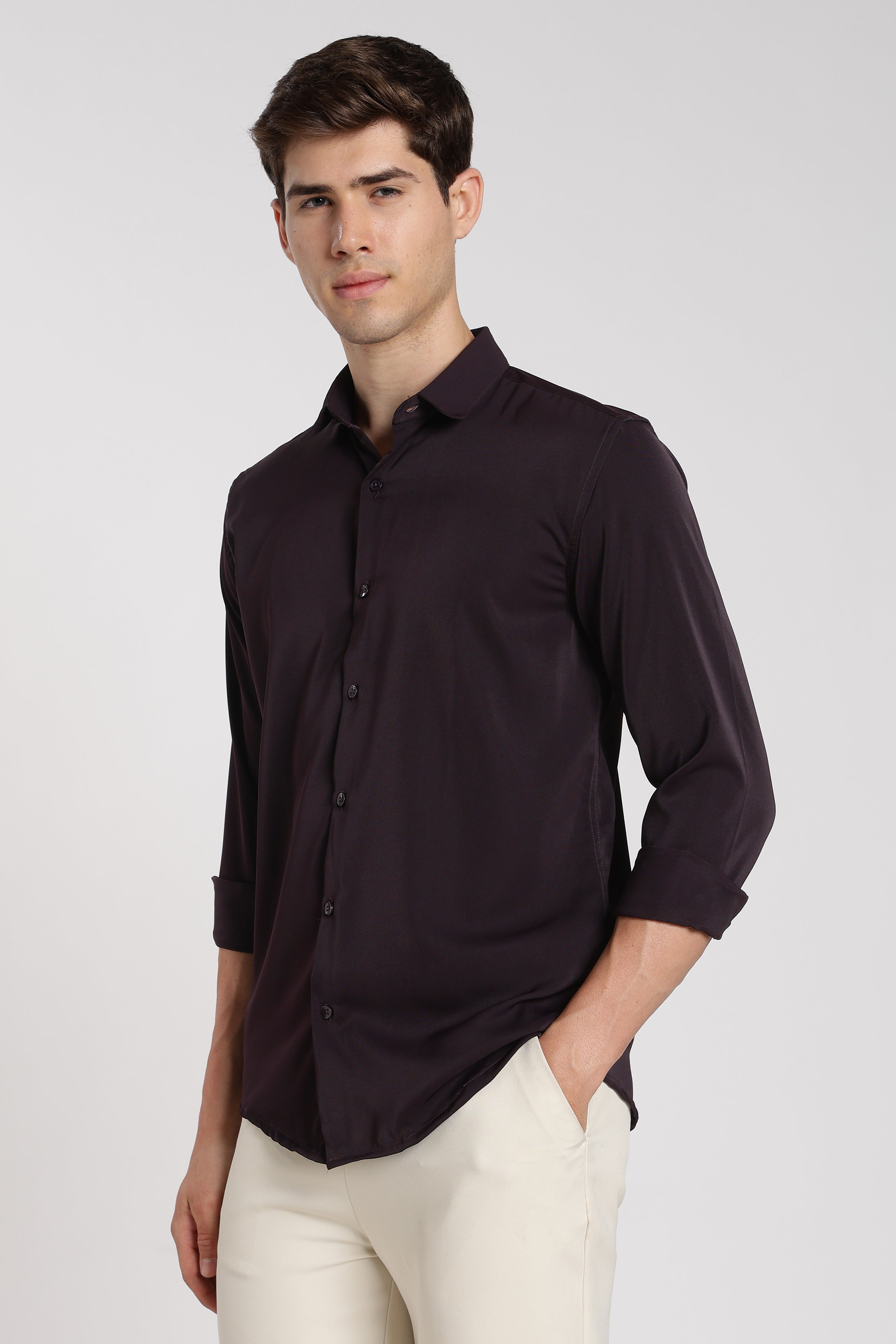 Men's Purple Imported Japanese Lycra Formal Shirt