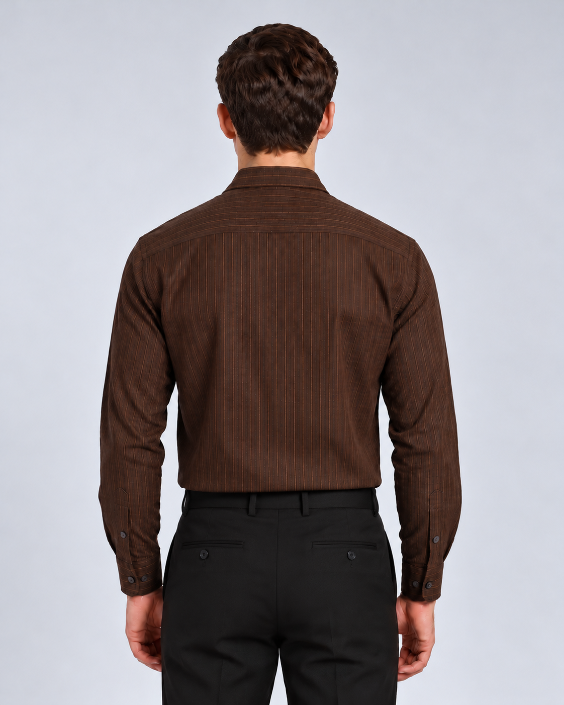 Men's Brown Striped Premium Formal Shirt