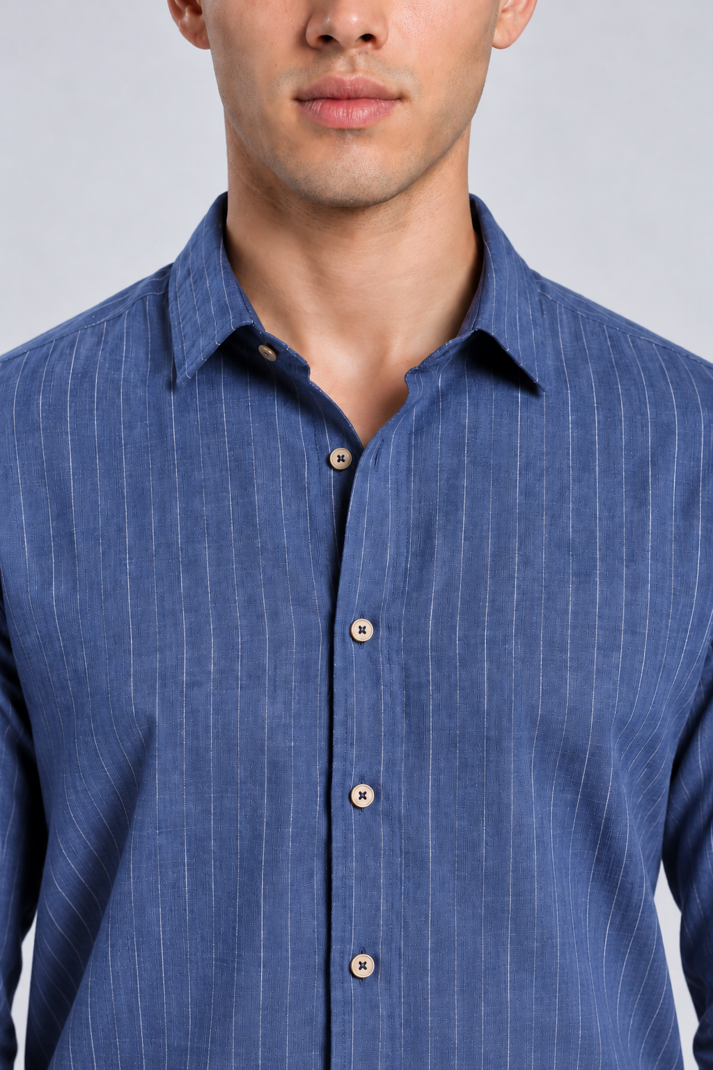 Men's Blue Striped Premium Formal Shirt
