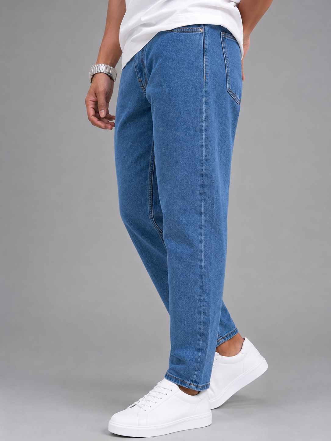 Mid Blue Mom Fit Jeans for Men
