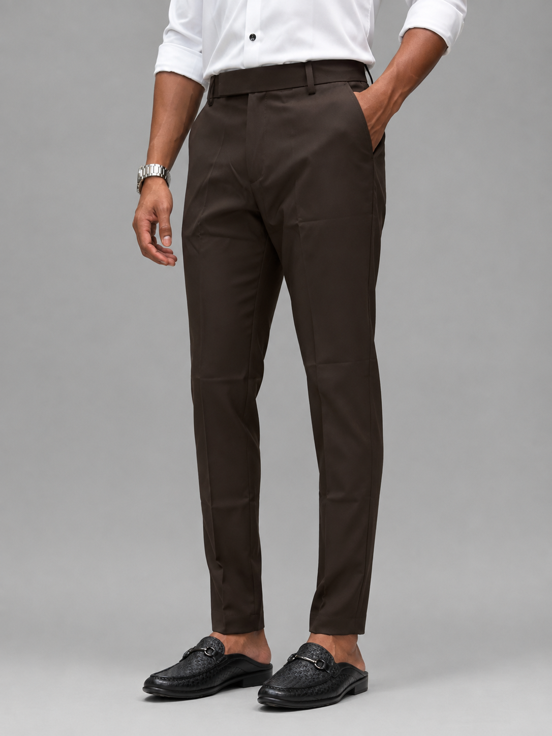 Men’s Dark Brown Slim Fit Formal Trousers