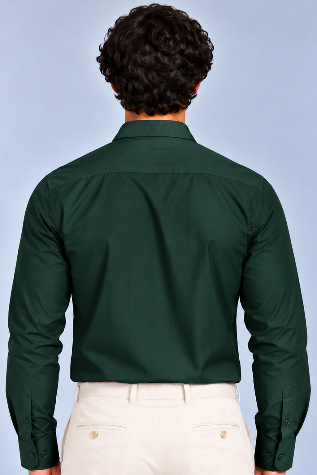 Men's Dark Green Satin Stripes Slim Fit Full Sleeve Formal Shirt