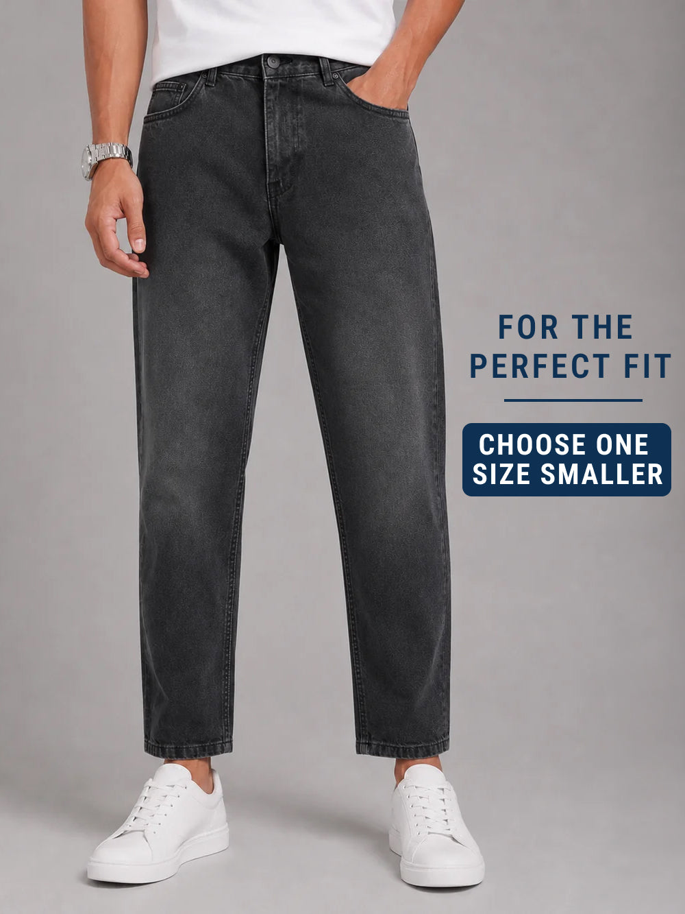 Men's Black Mom-Fit Jeans for Men
