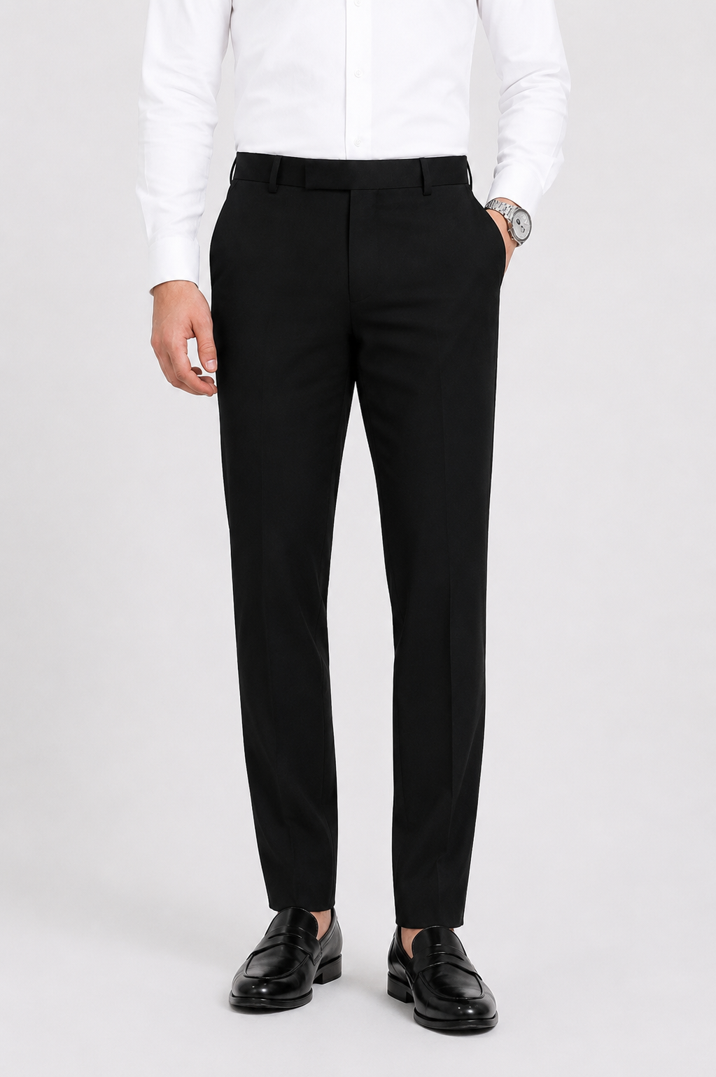 Men's Black Stretchable Formal Polo Fit Pants