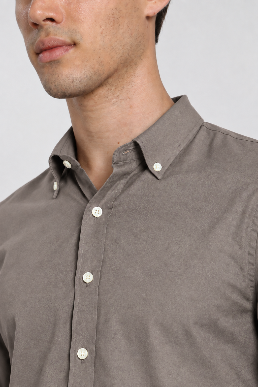 Men’s Grey Imported Oxford Cotton Shirt – Slim Fit