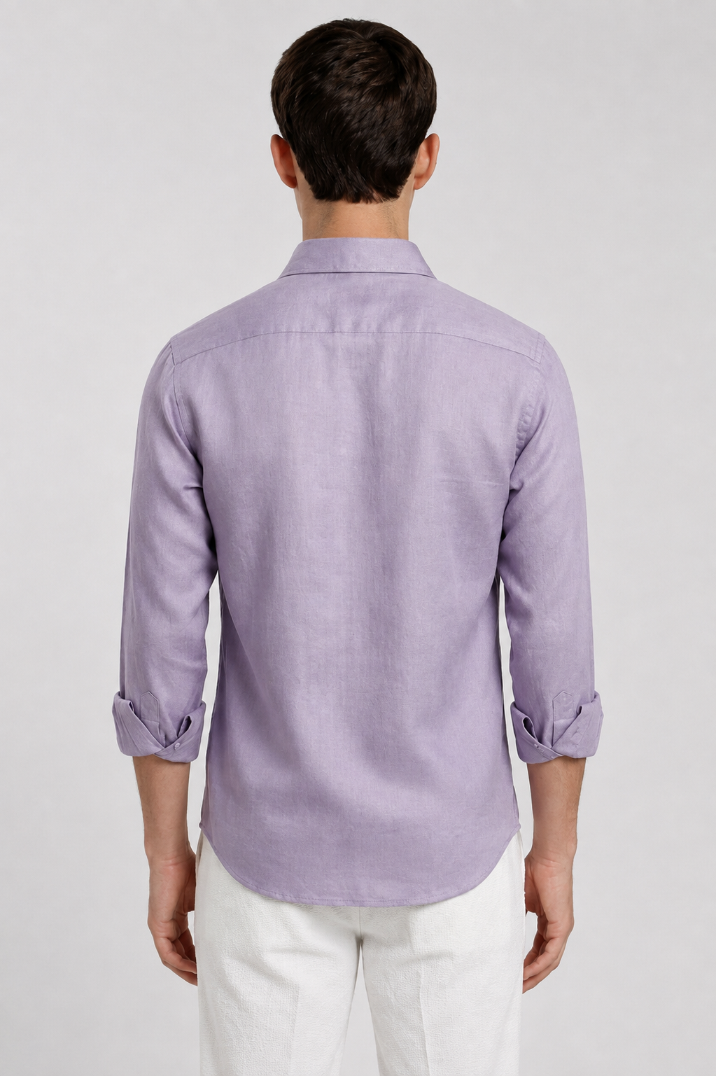 Lavender linen shirt – back view | Duch Clothing