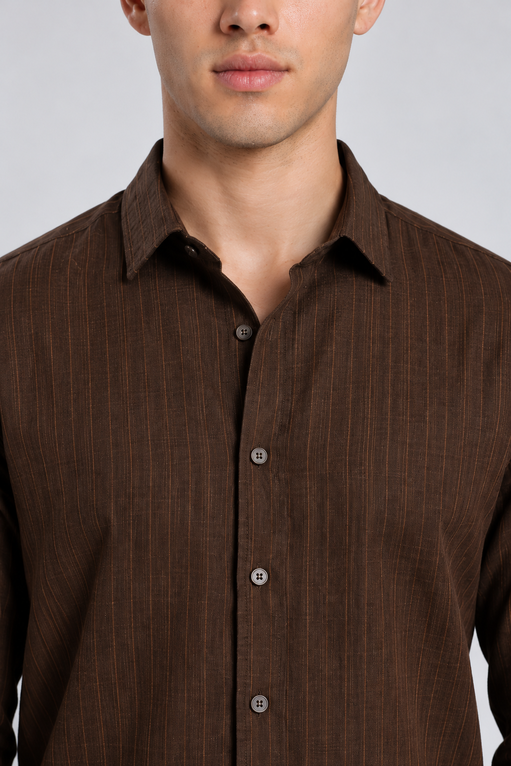 Men's Brown Striped Premium Formal Shirt