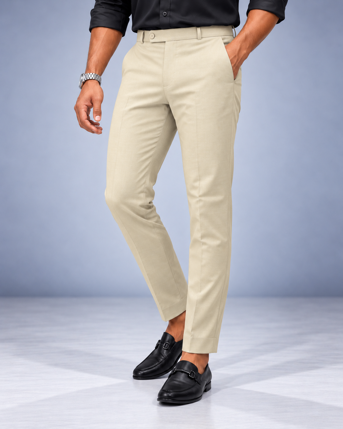 Men's Imported Beige Polo Fit Formal Trousers