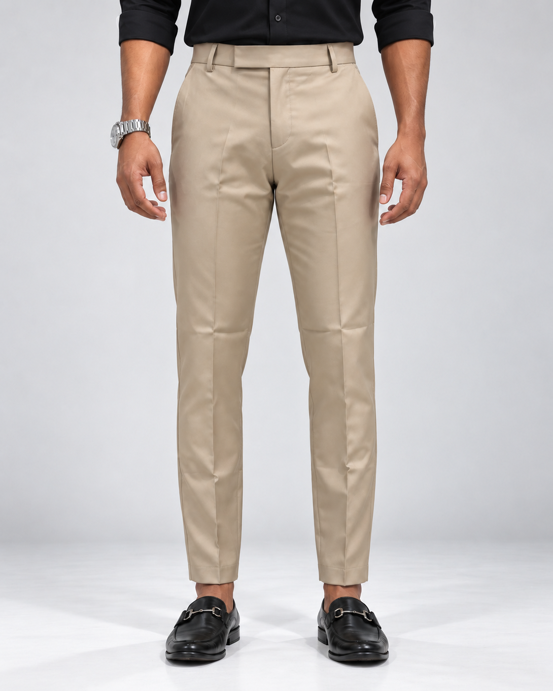 Men's Cream Beige Premium Formal Slim Fit Trouser