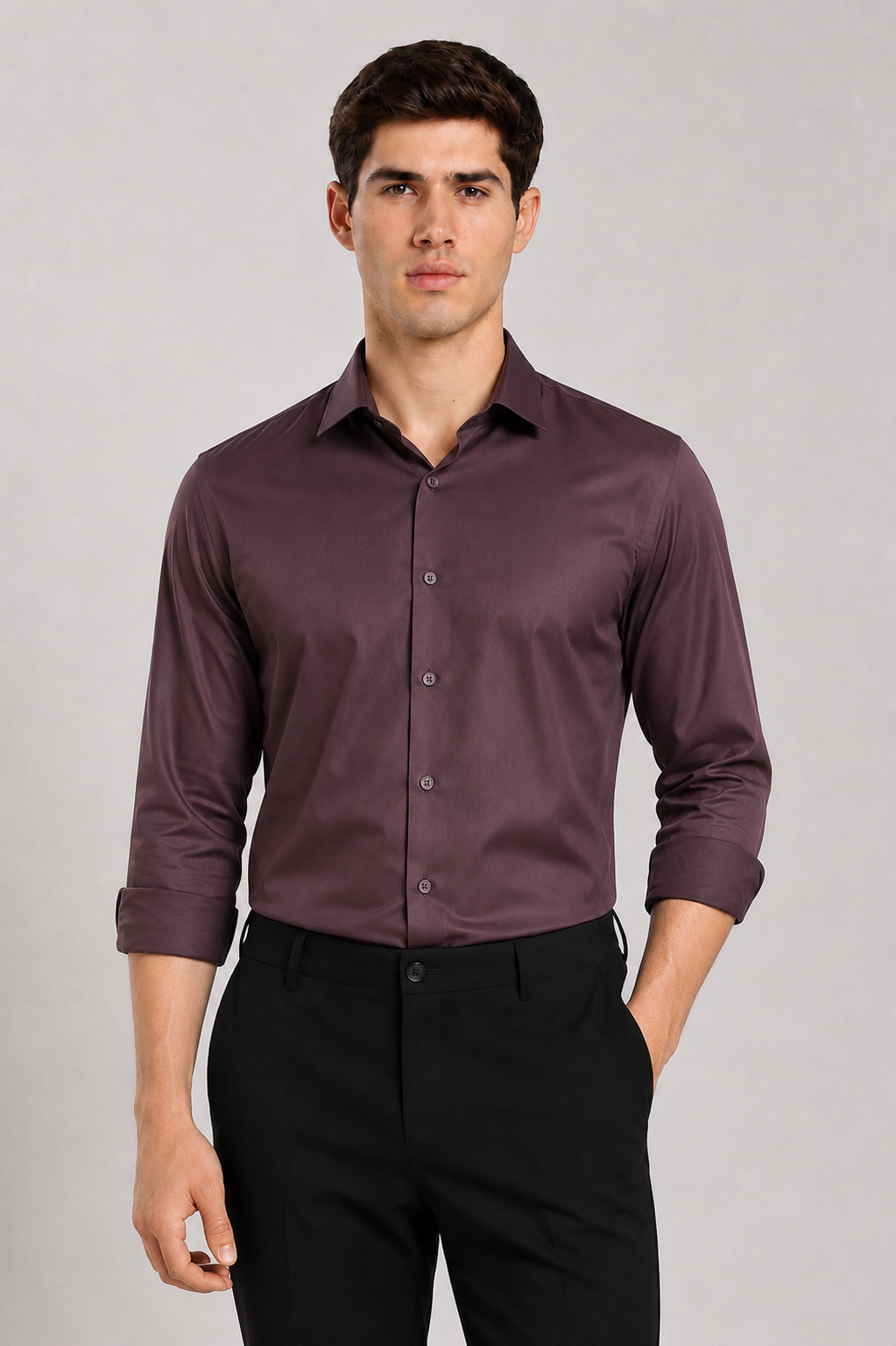 Men's Burgundy Slim Fit Premium Formal Shirt