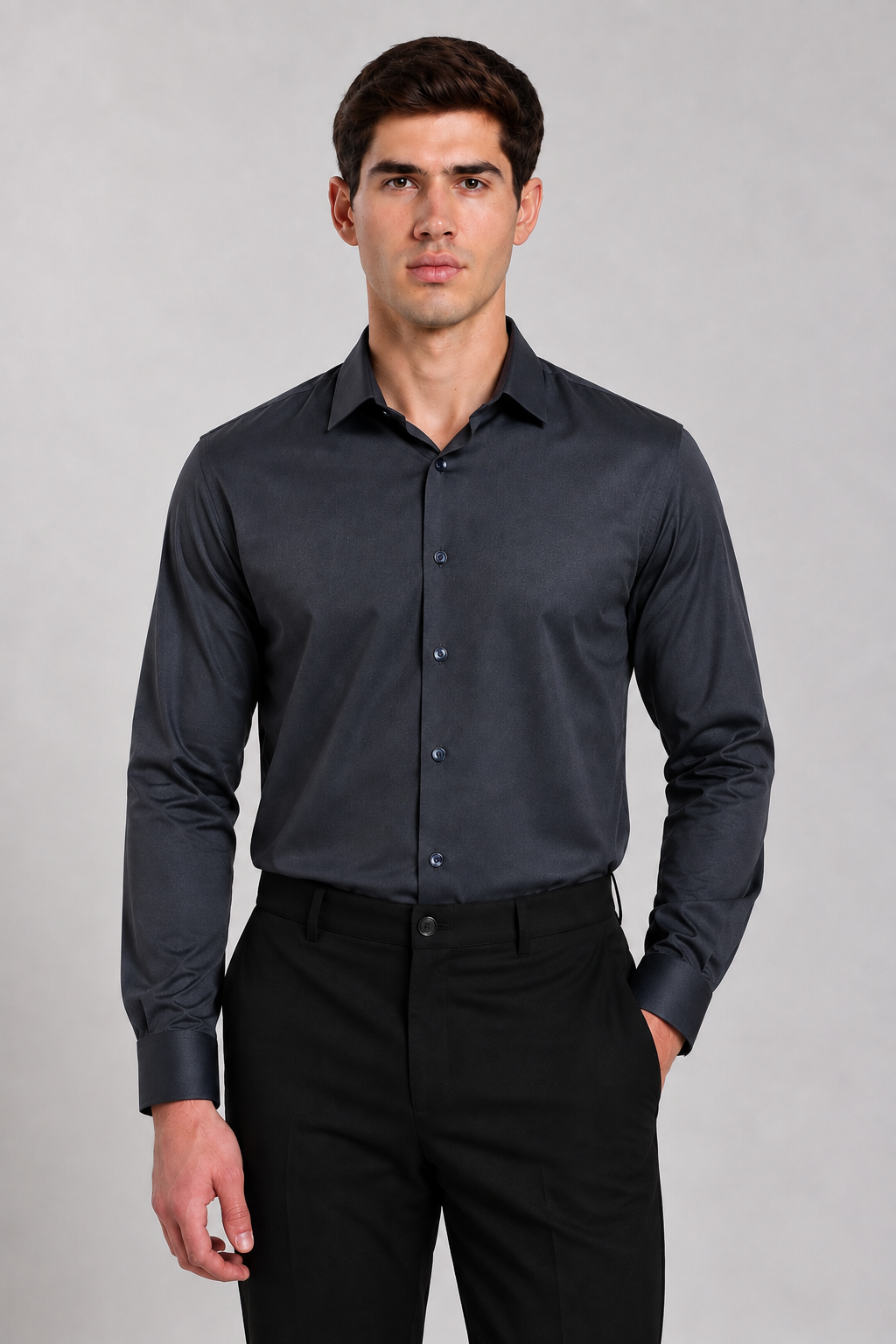 Men's Dark Navy Blue Slim Fit Premium Formal Shirt