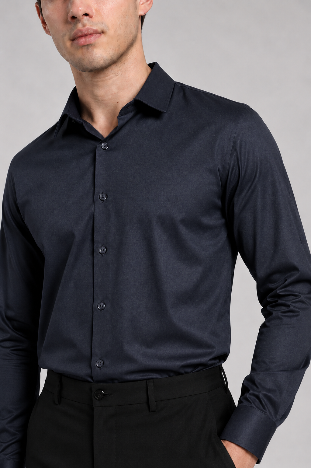 Men's Dark Navy Blue Slim Fit Premium Formal Shirt