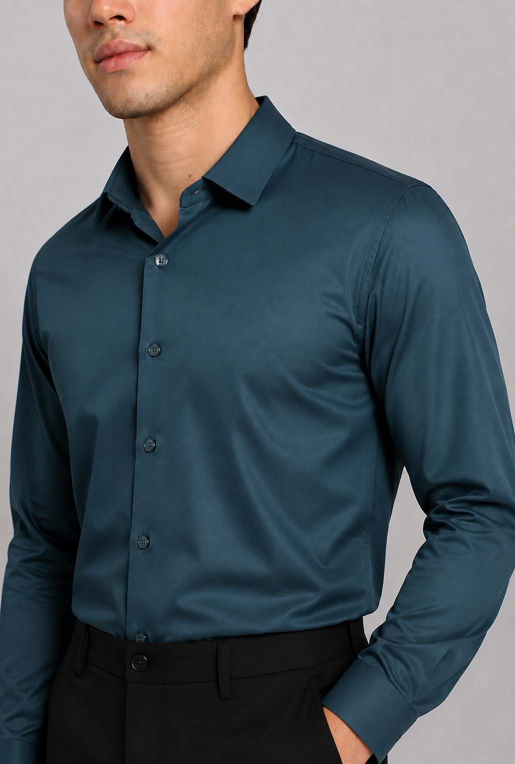 Men's Teal Blue Slim Fit Premium formal Shirt