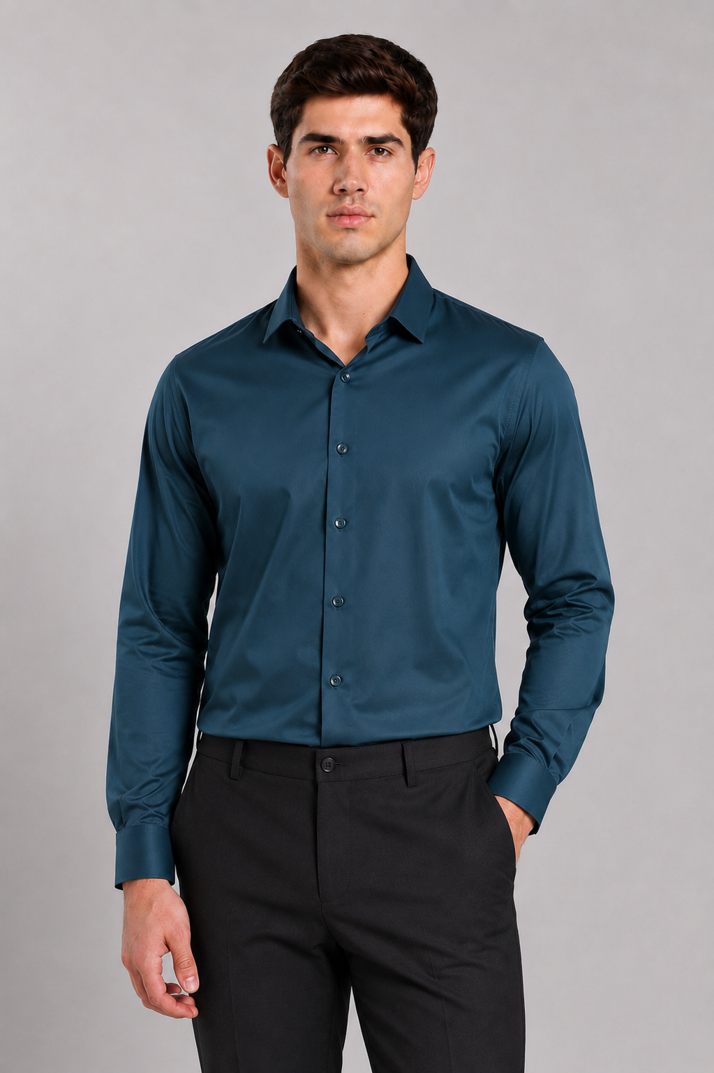 Men's Teal Blue Slim Fit Premium formal Shirt