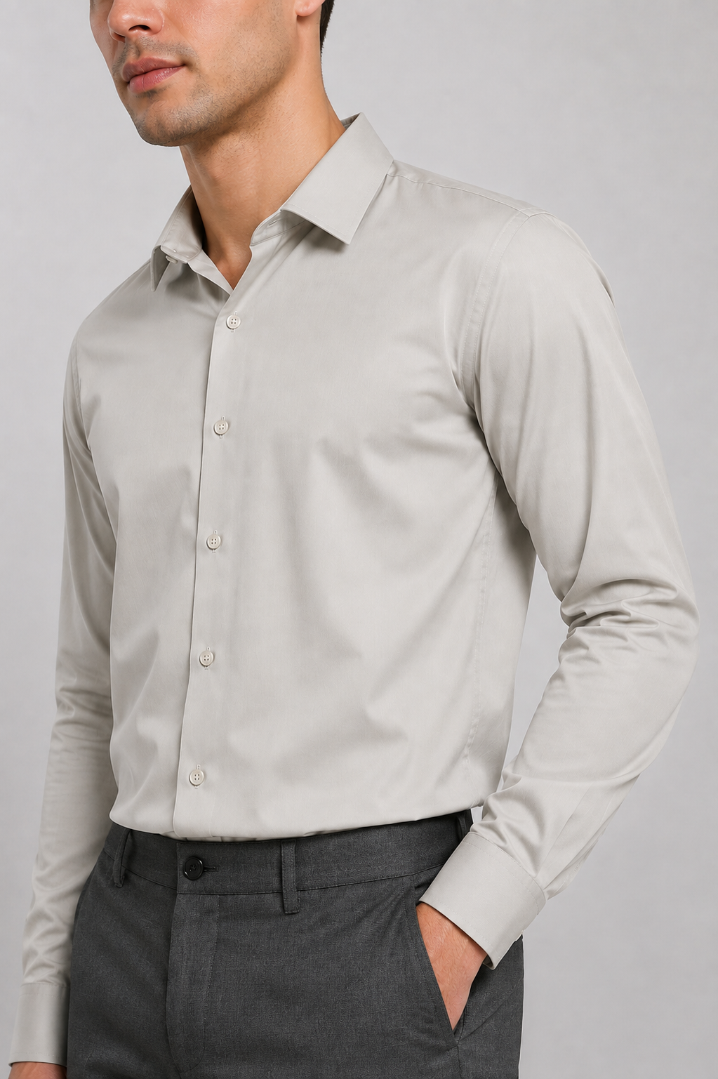 Men's Cream Beige Slim Fit premium Formal Shirt