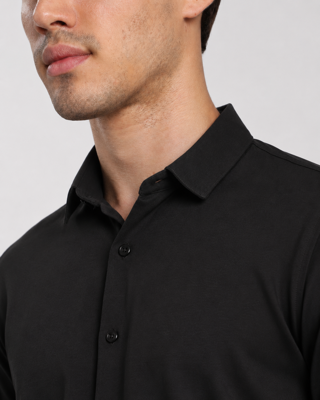 Men's Slim Fit Black Cotton Shirt