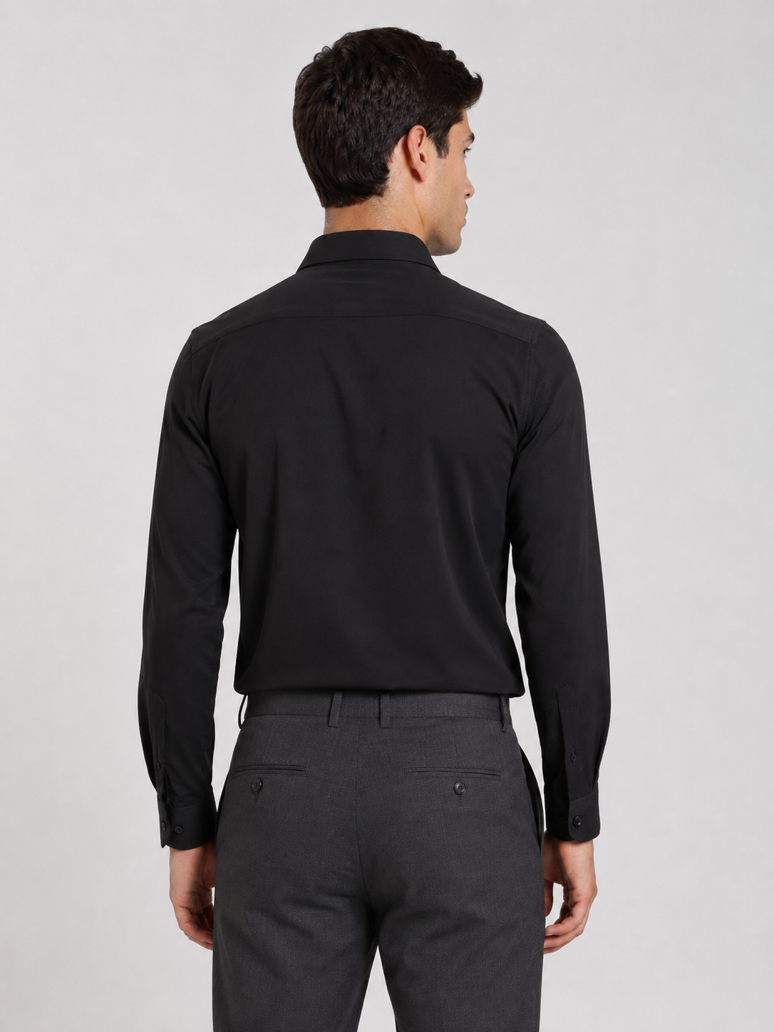 Men's Slim Fit Black Cotton Shirt