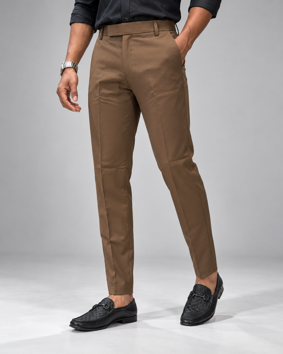 Men’s Brown Slim Fit Formal Trousers