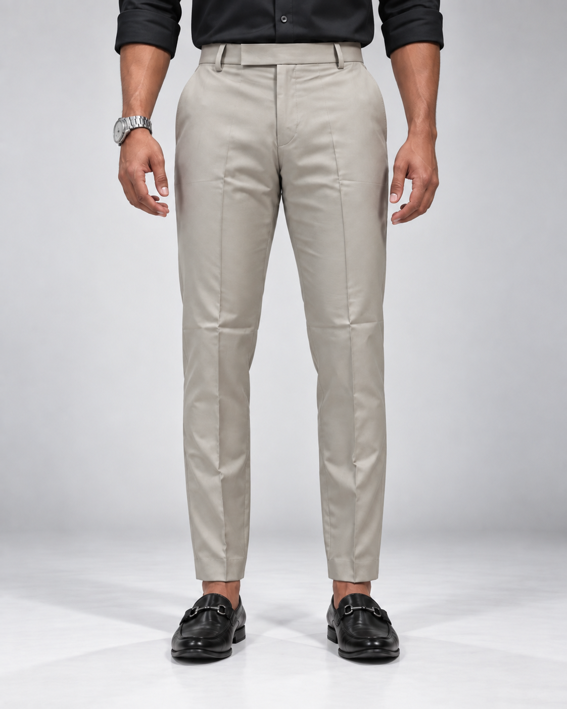 Men’s Cream Beige Slim Fit Formal Trousers