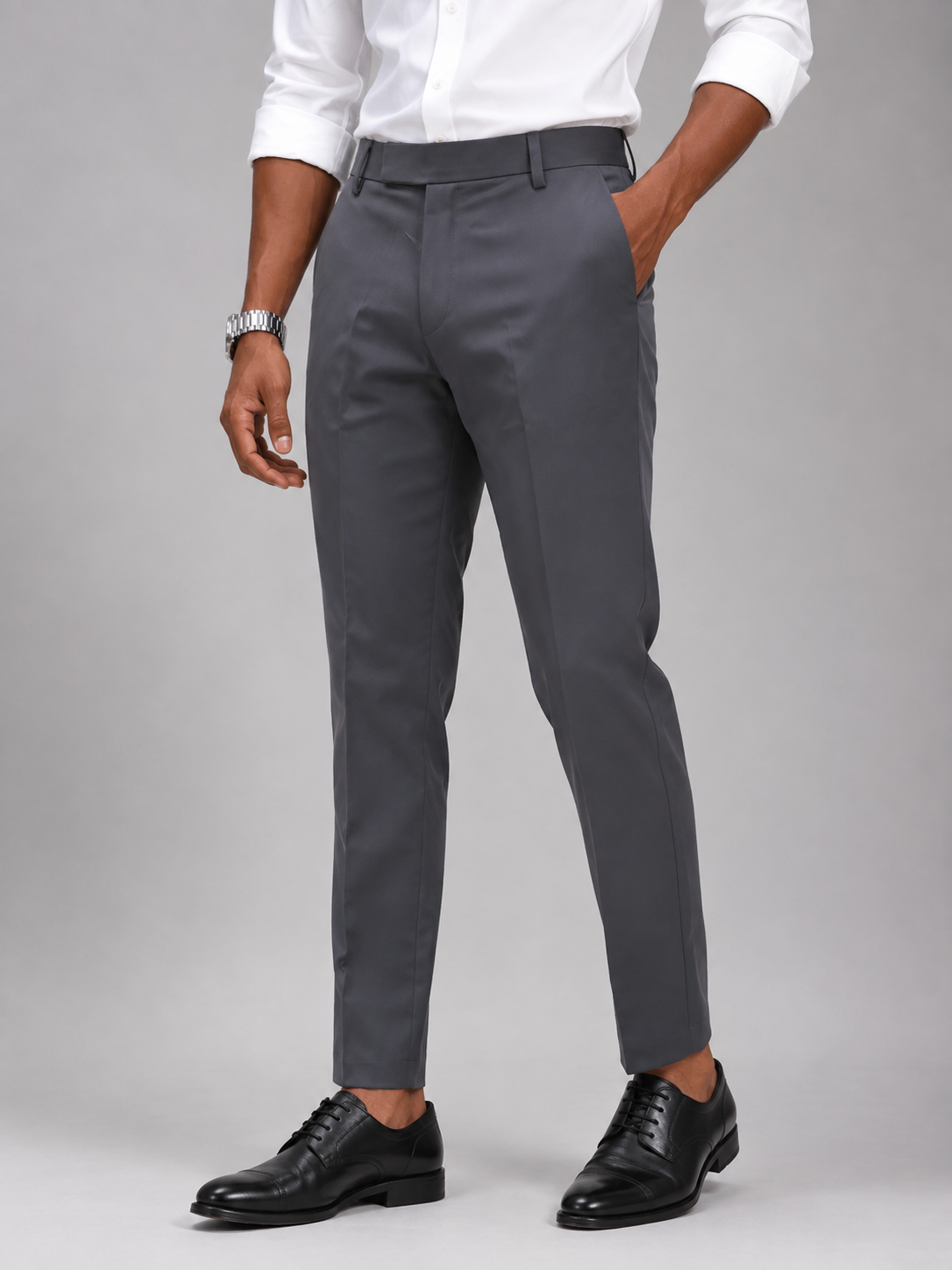 Men’s Dark Grey Slim Fit Formal Trousers