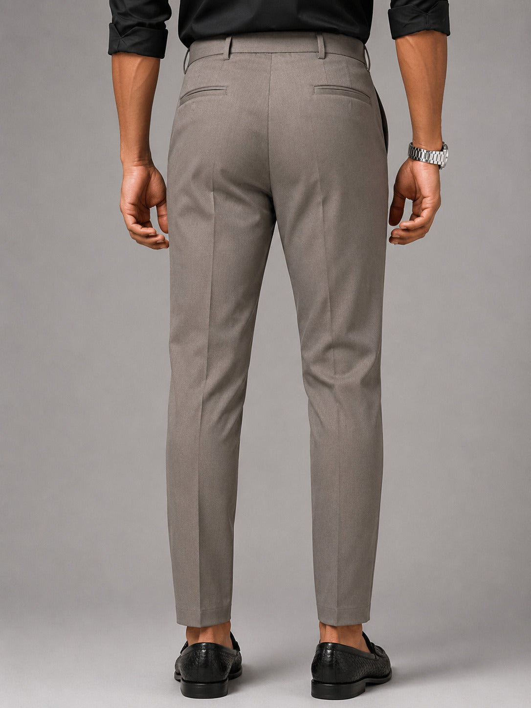 Men’s Taupe Slim Fit Formal Trousers