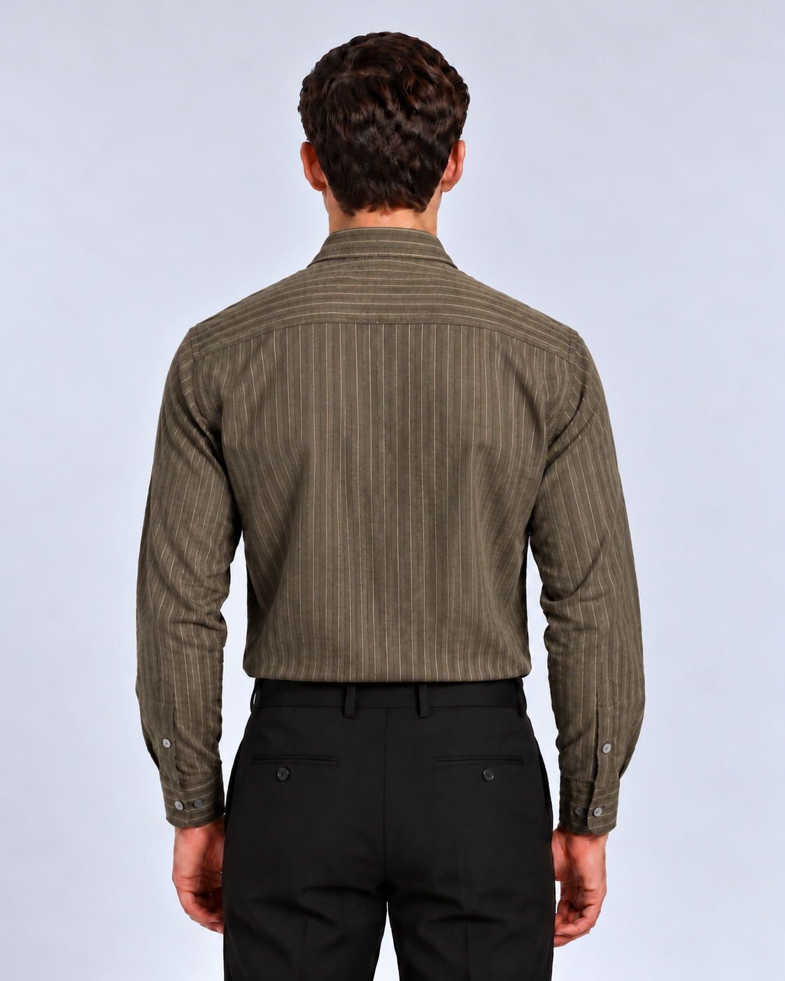 Men's Green Striped Premium Formal Shirt