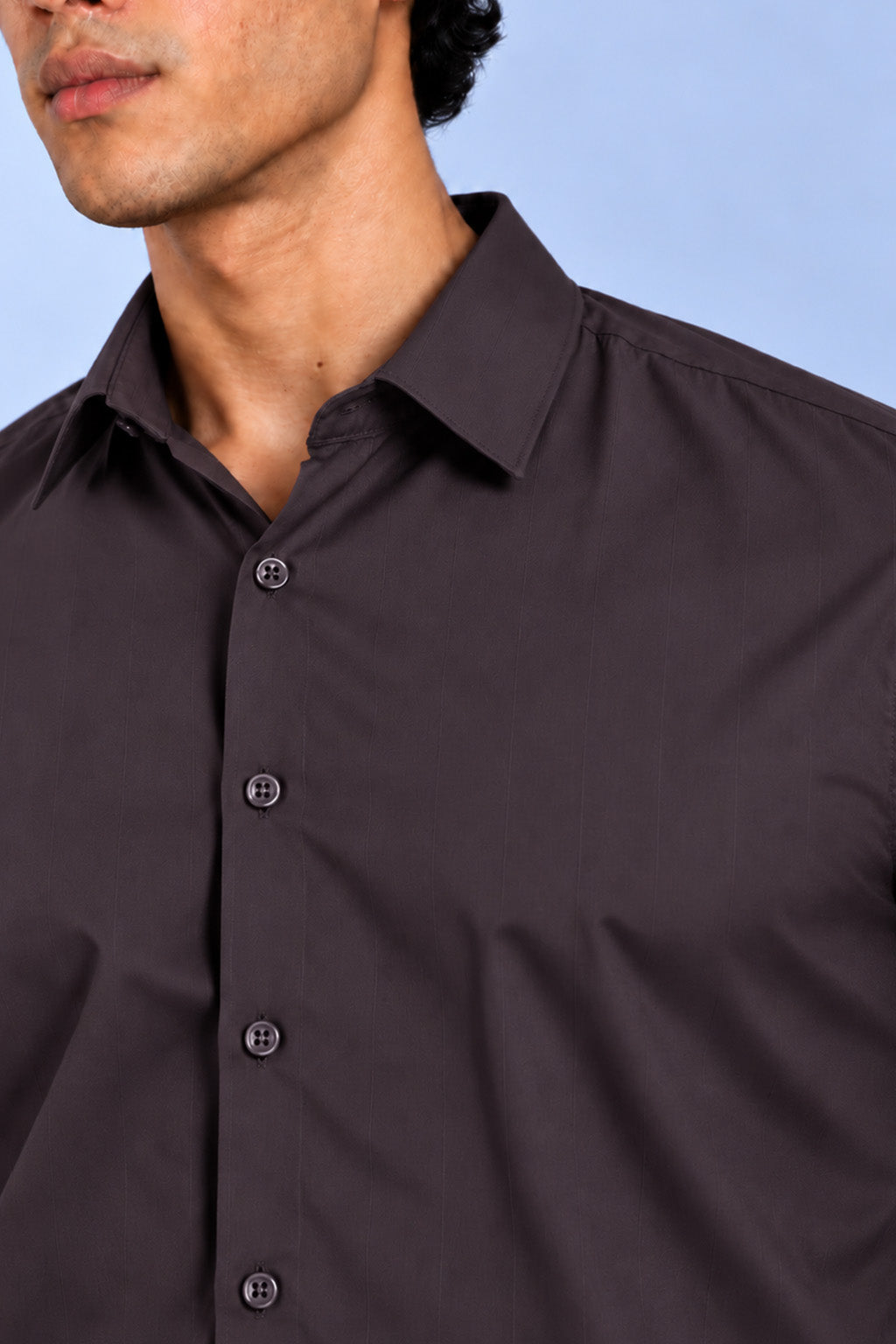 Men's Deep Plum Satin Stripe Slim Fit Full Sleeve Formal Shirt