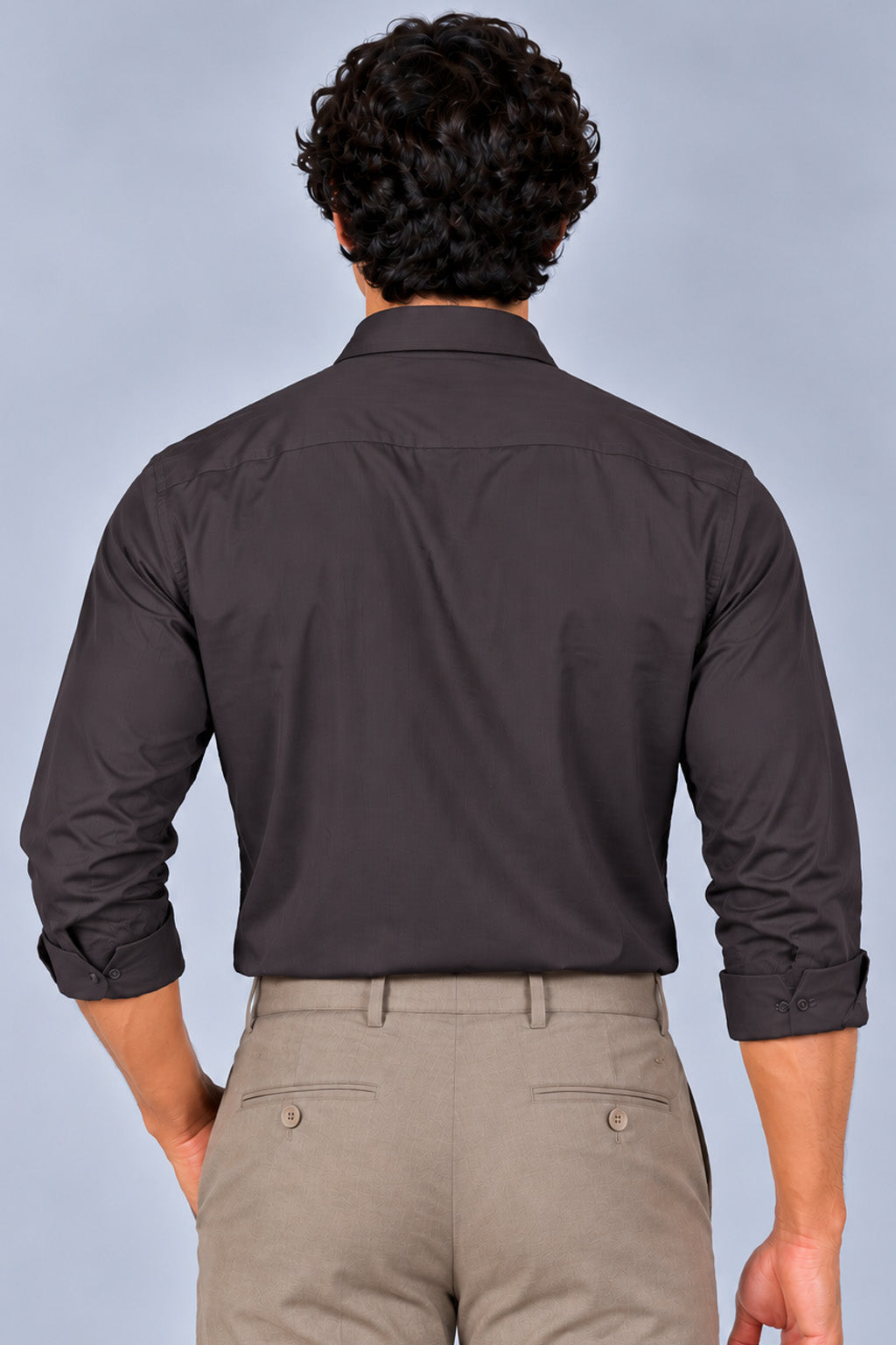 Men's Deep Plum Satin Stripe Slim Fit Full Sleeve Formal Shirt
