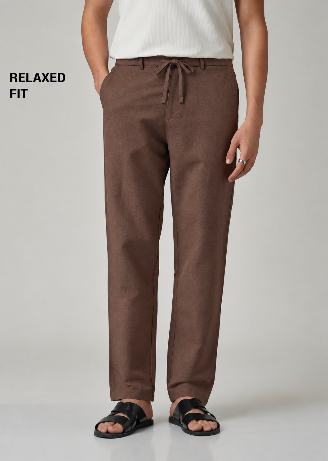 Men's Brown Cotton Linen Trousers