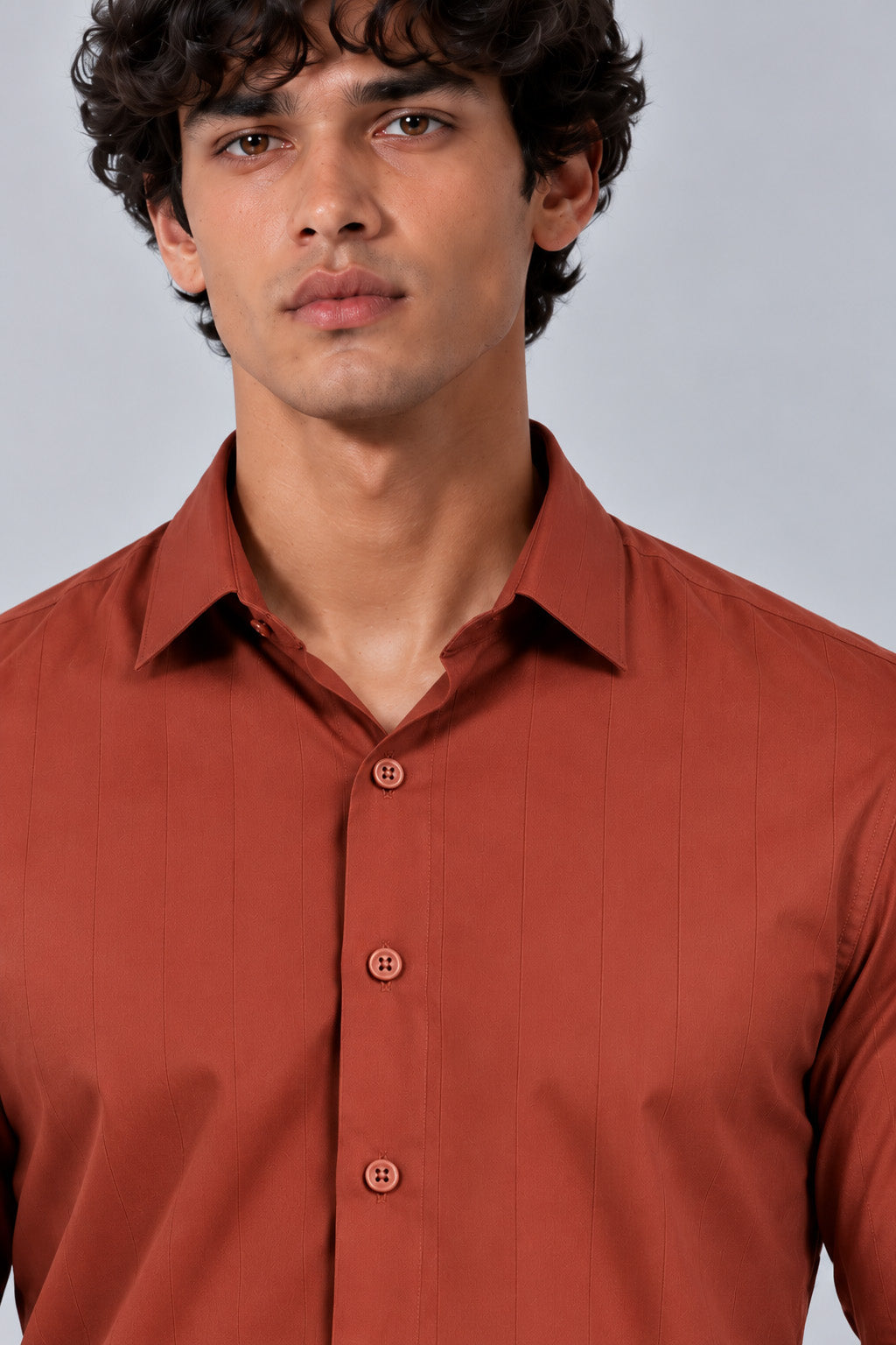 Men's Rush Orange Satin Stripe Slim Fit Full Sleeve Formal Shirt