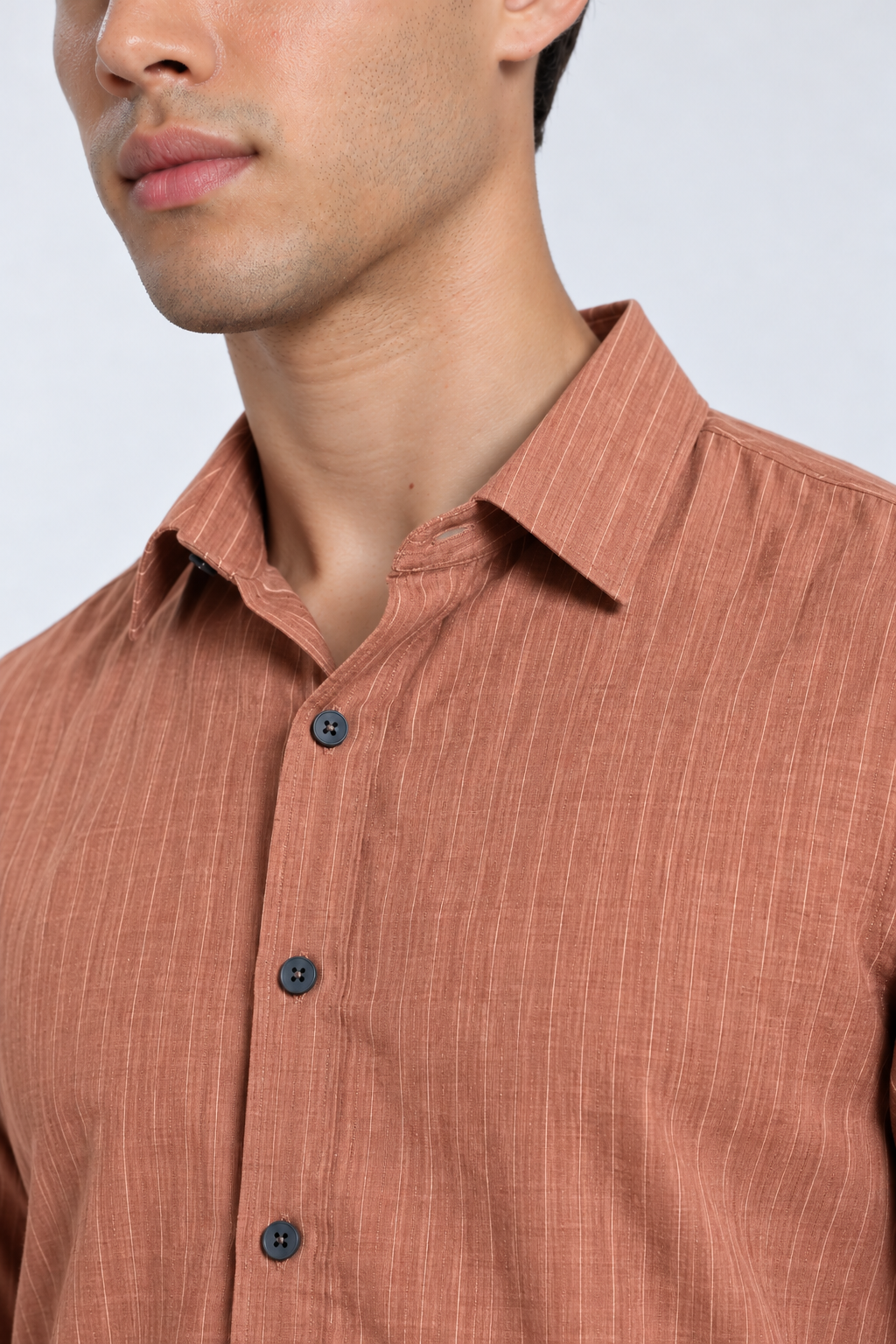 Men's Peach Striped Premium Formal Shirt