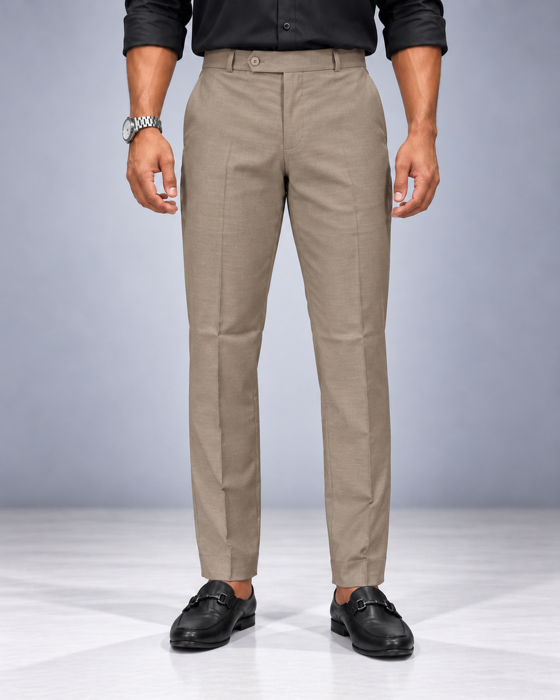 Men's Imported Taupe Polo Fit Formal Trousers