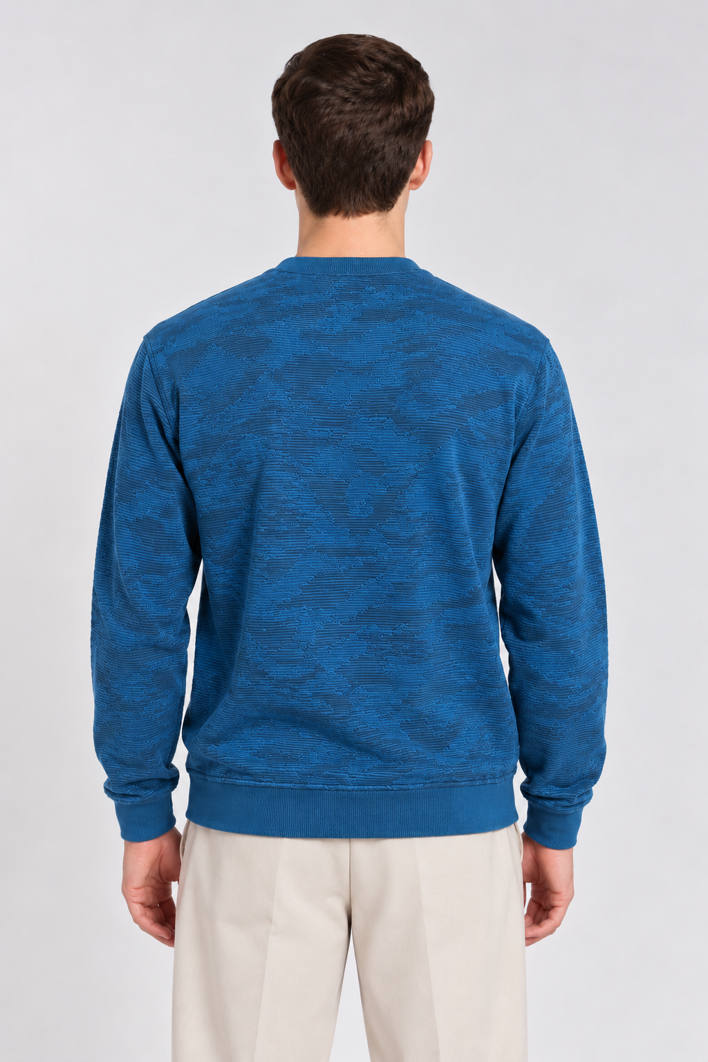 Men's Imported Steel Blue Textured Sweatshirt with DUCH