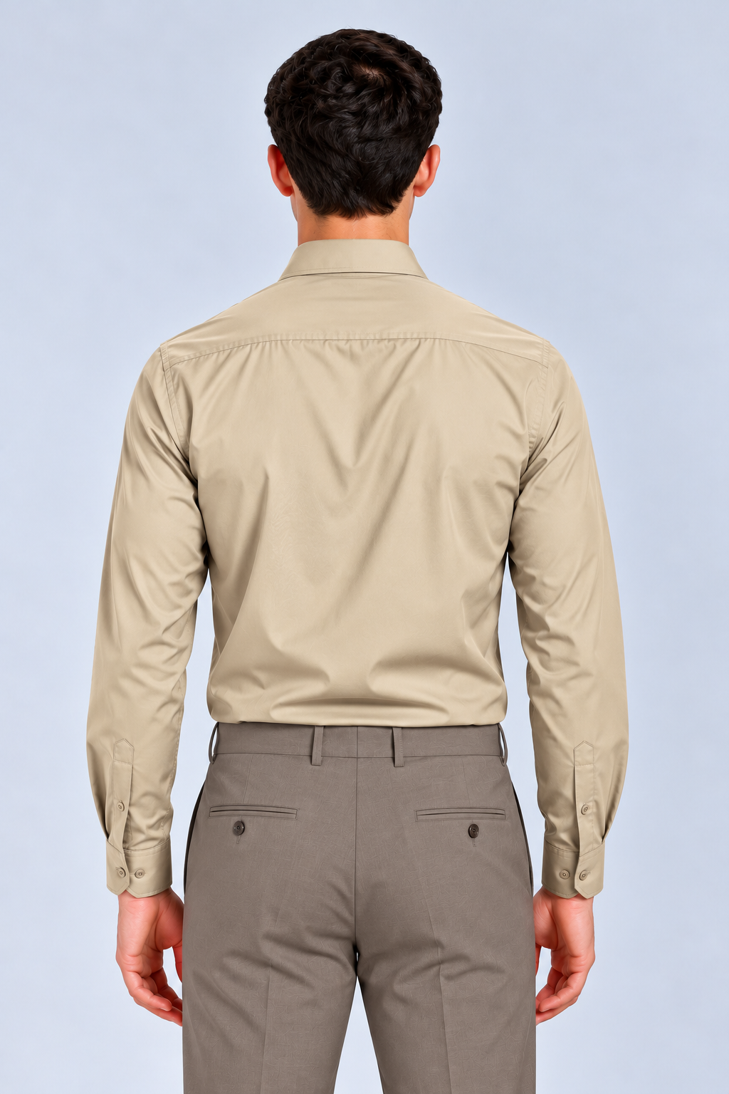 Men's Beige Imported Oxford Formal Shirt-Slim Fit